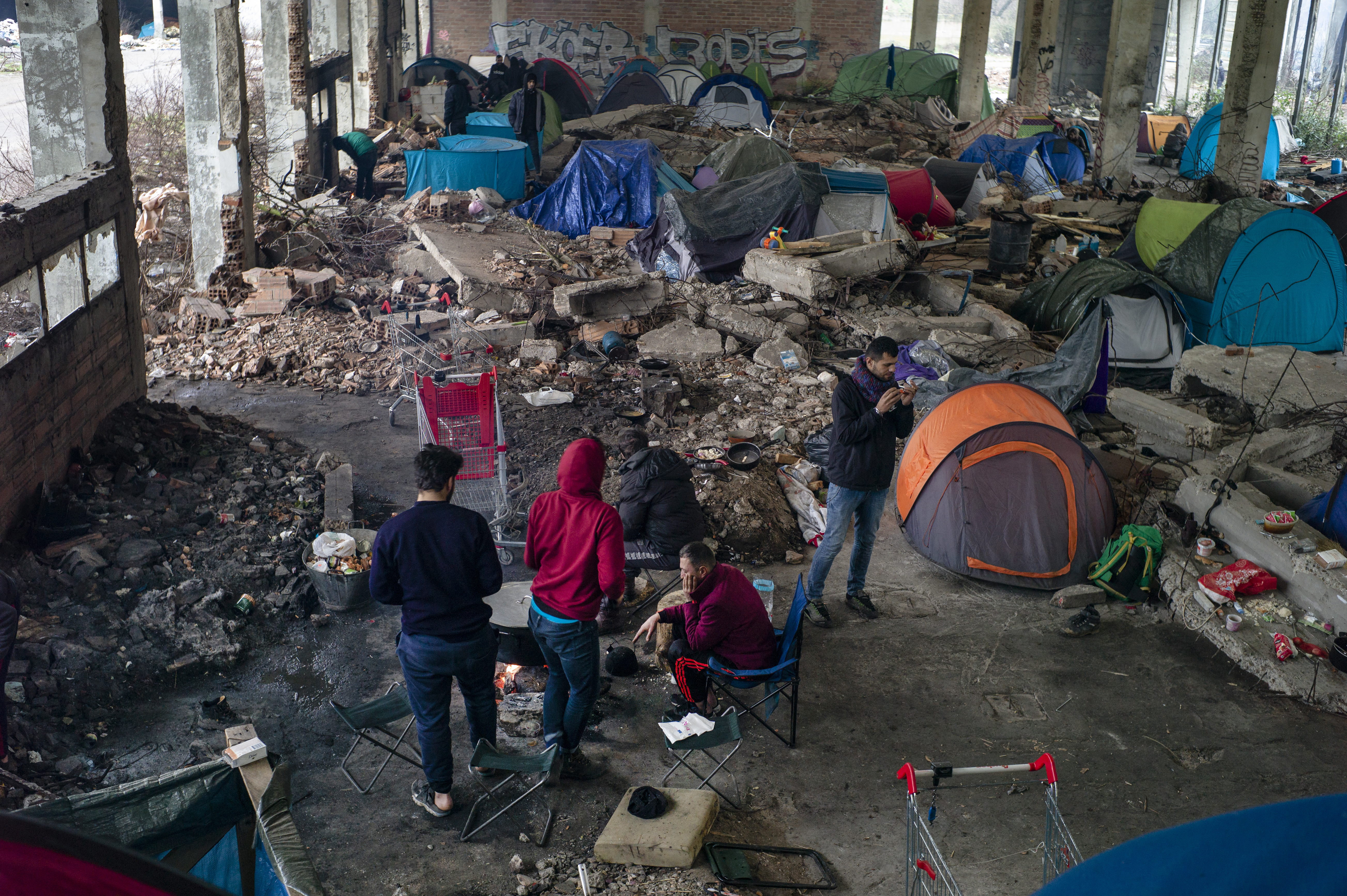 Makeshift migrant camp in Grande Synthe