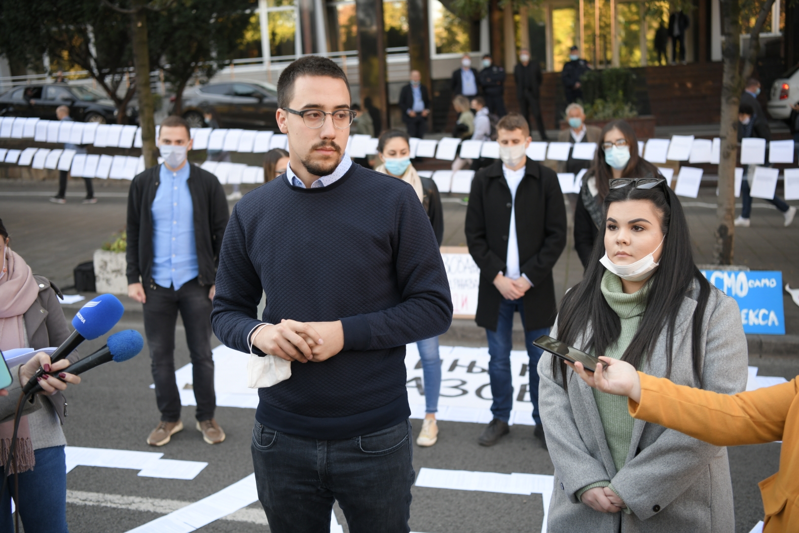 Beograd, 22.10.2020. Nemanjina, Protest studenata, studenti, studentski protest, Nikola Arsenić, Marija Azdejković Foto: Dragan Mujan/Nova.rs