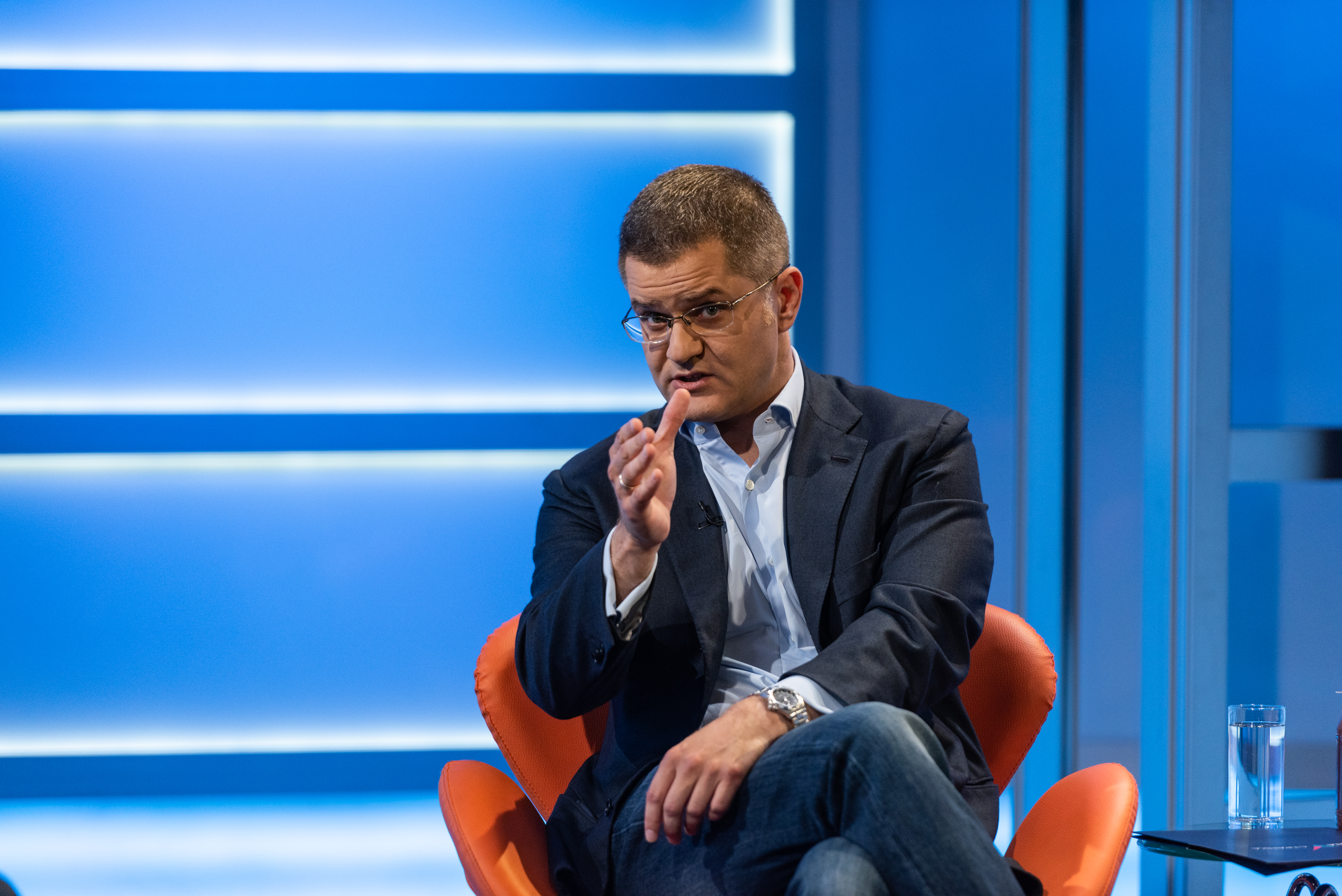 17.05.2020. Utisak nedelje, Predsednik Narodne stranke Vuk Jeremić, akademik Dušan Teodorović i novinar Nikola Tomić