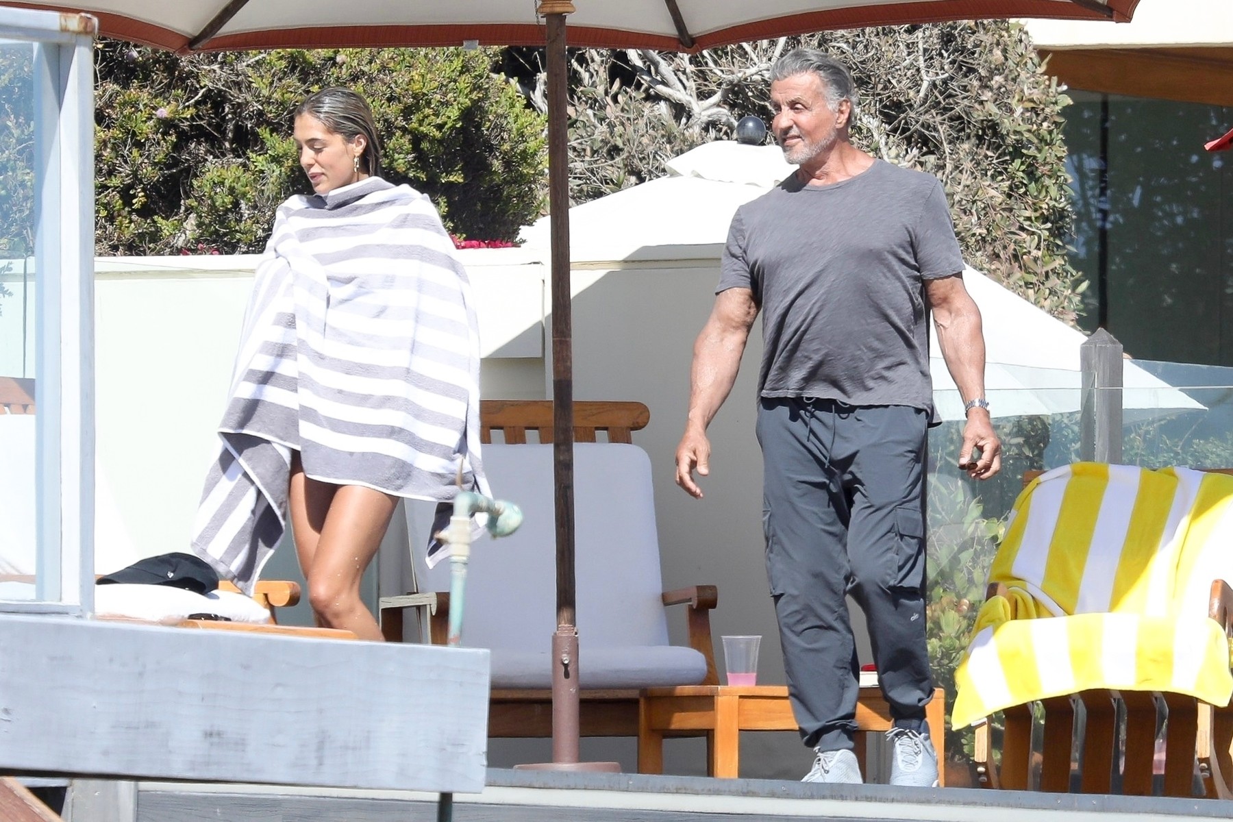 Sylvester Stallone enjoys a day by the beach with his family
