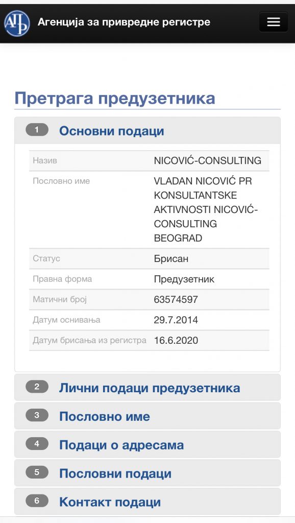 Firme Vanje Nicovica, Vanja Nicovica, Vanja Nicovic