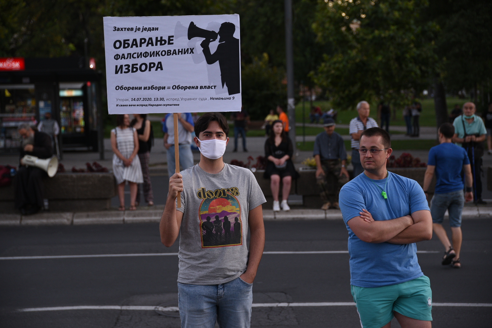 Beograd 02.08.2020. Transparent. Protest u organizaciji stranke Dosta je bilo, DJB, Saše Radulovića, ispred Skupštine Srbije, Skupština Srbije Foto: Dragan Mujan/Nova.rs