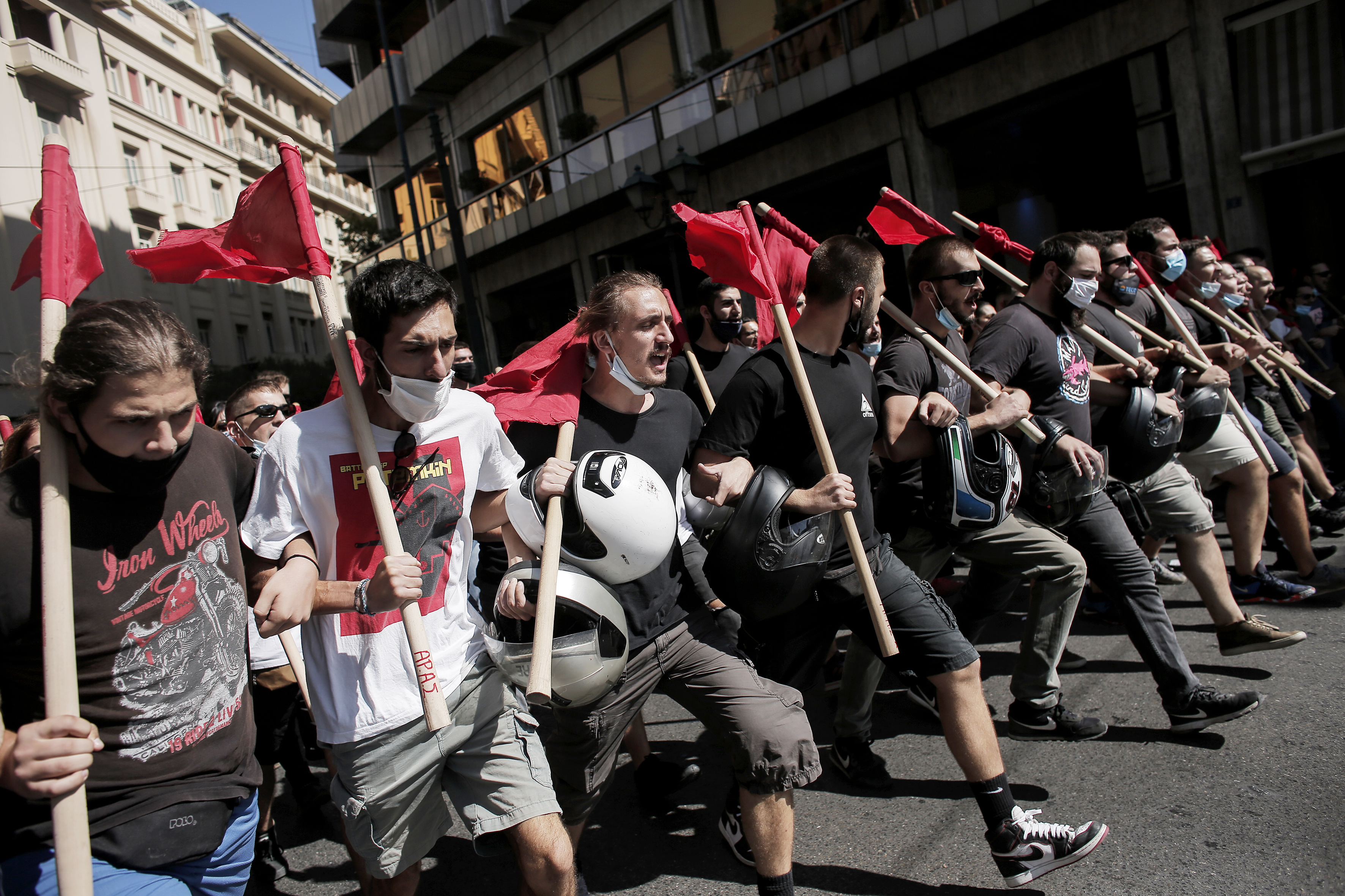 Atina, protest srednjoškolaca, Students rally downtown Athens demanding safe operation of schools