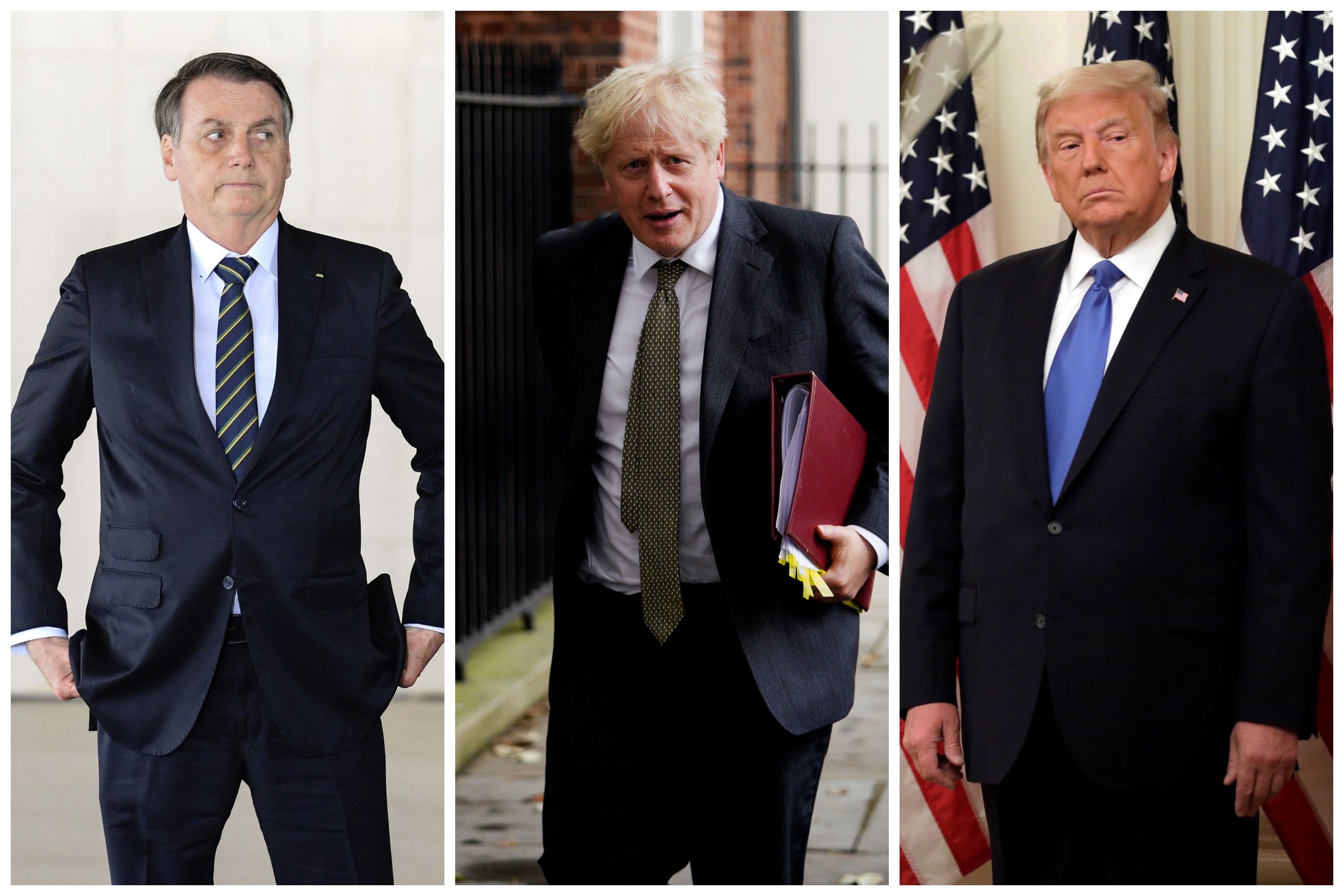 Žair Bolsonaro, Boris Džonson, Donald Tramp, kombo Foto: Kommersant Photo Agency / ddp USA / Profimedia / EPA-EFE/WILL OLIVER / Yuri Gripas