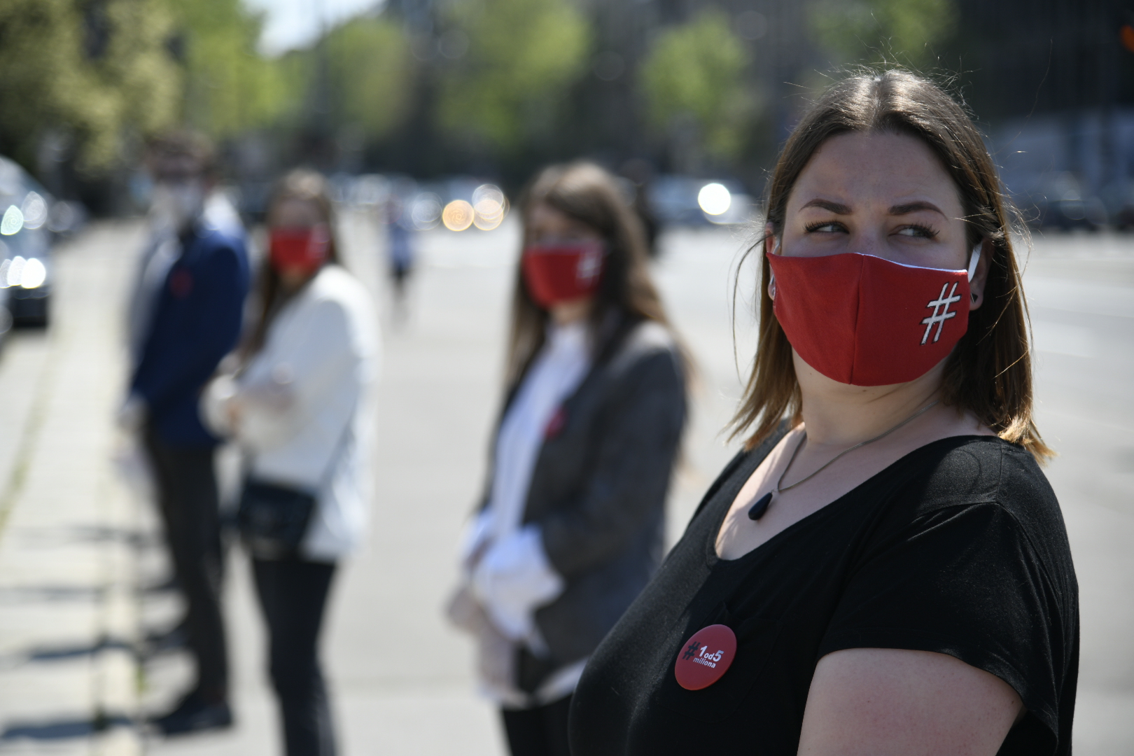 Beograd 28.04.2020. Performans pokreta Jedan od pet miliona ispred Parlamenta Srbije, Skupština Srbije Foto:Nemanja Jovanović/Nova.rs