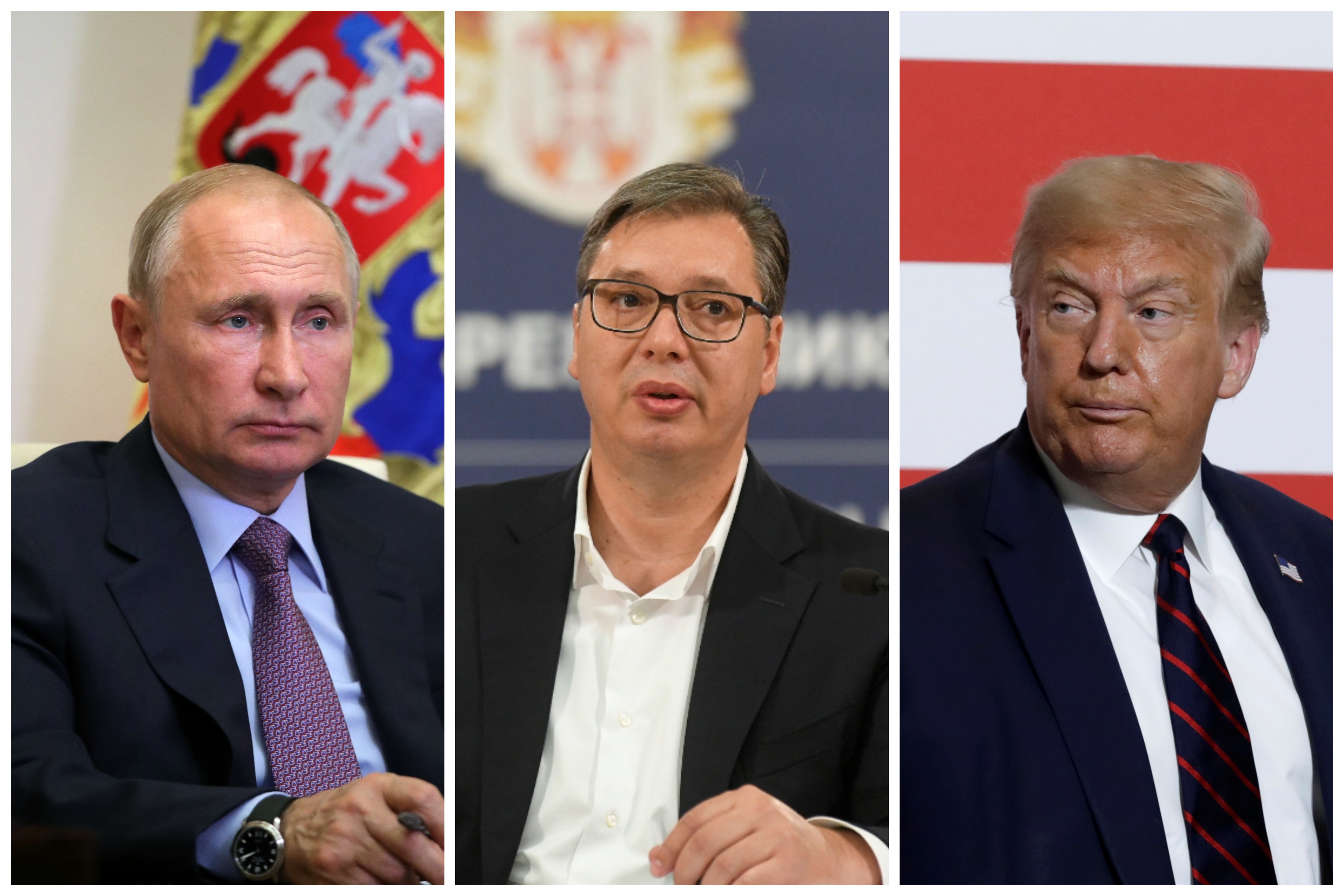 Vladimir Putin, Aleksandar Vučić, Donald Tramp, kombo Foto: MICHAEL KLIMENTYEV/SPUTNIK/KREML/Arhiva/ EPA-EFE/YURI GRIPAS