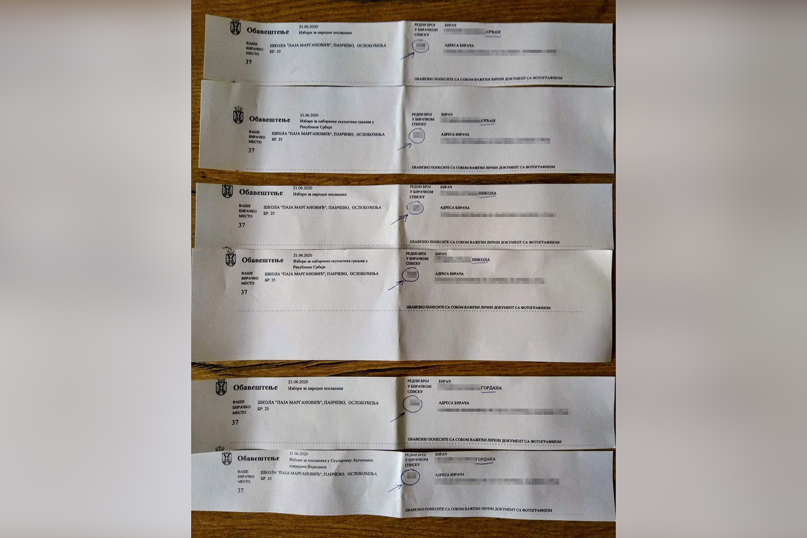 Glasacki listici, glasanje, Foto: Privatna arhiva Dupli glasacki listici, Resavska ulica poziv za glasanje lazna adresa