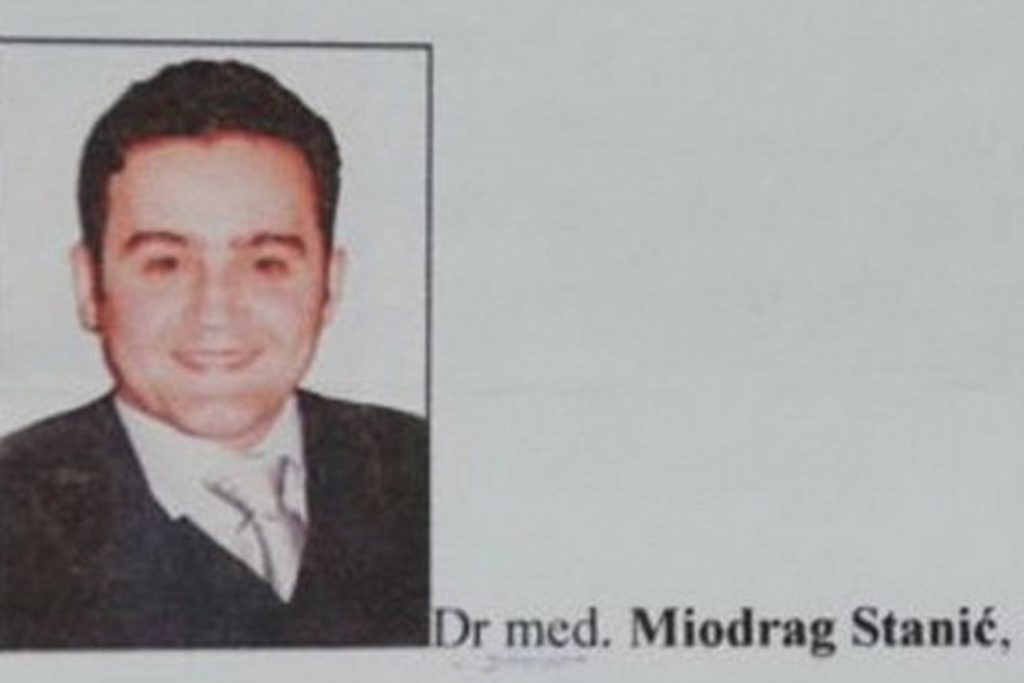 Doktor medicine Miodrag Stanic, okrivljen za smrt Jelice Panic iz Paracina