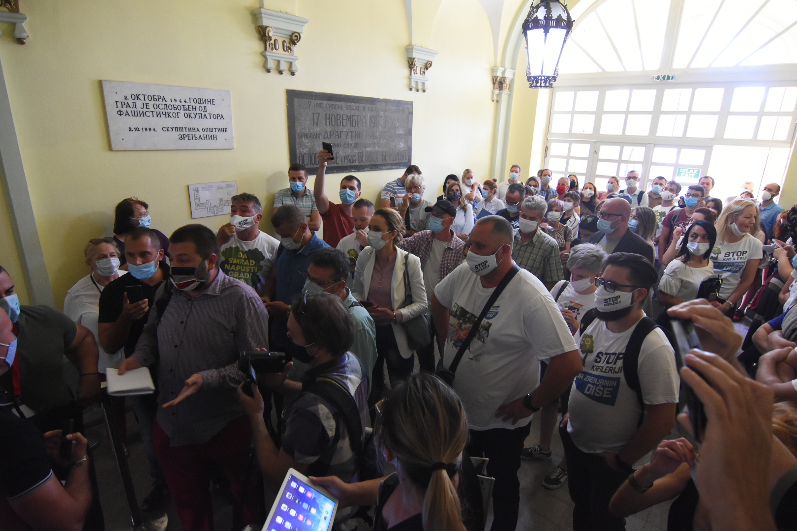 Zrenjanin 04. septembar 2020. Javna rasprava Linglong, protest Foto:Nenad Lazić/Nova.rs