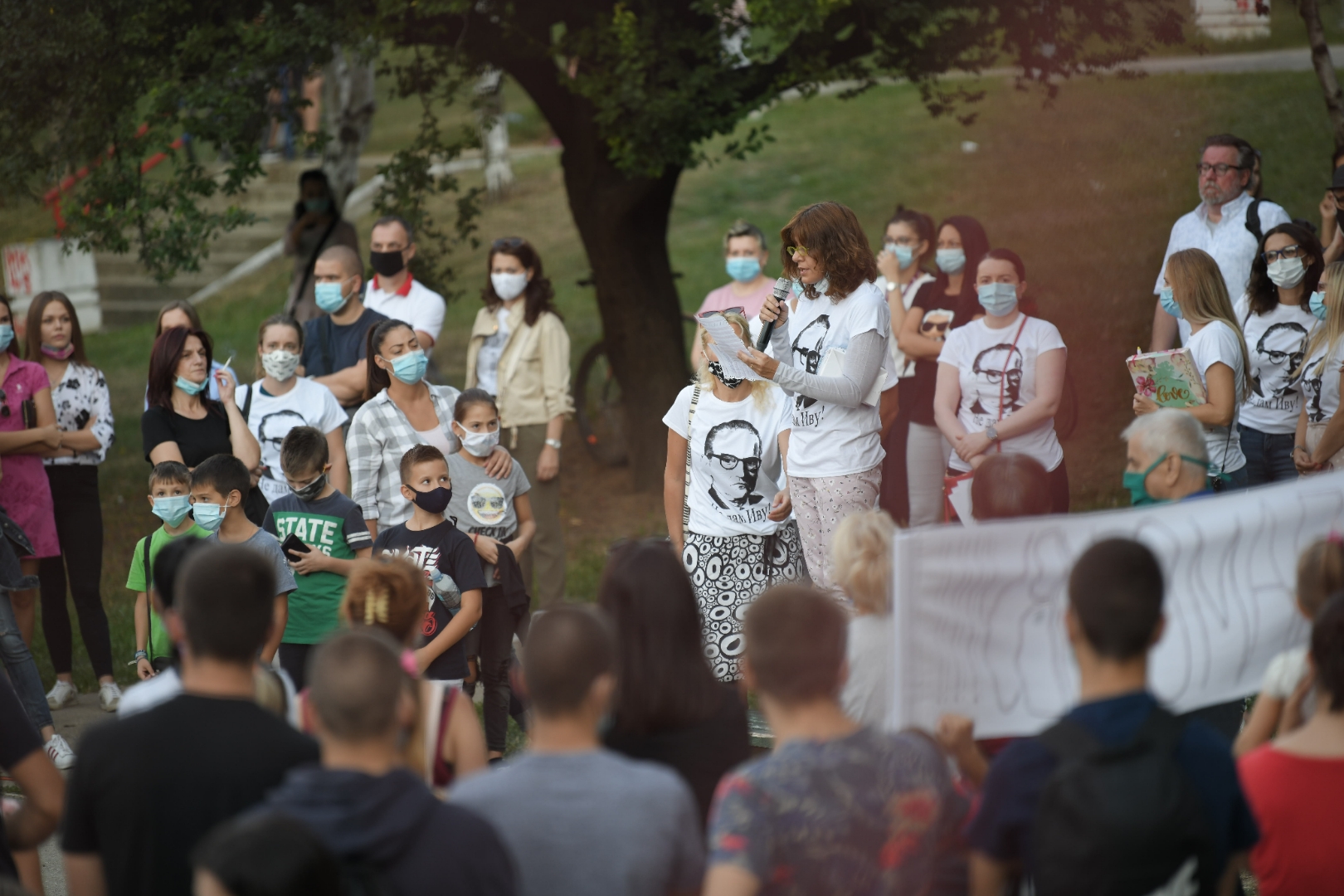 Beograd 04.09.2020. Osnovna škola Ivo Andrić, protest, skup Foto: Dragan Mujan/Nova.rs