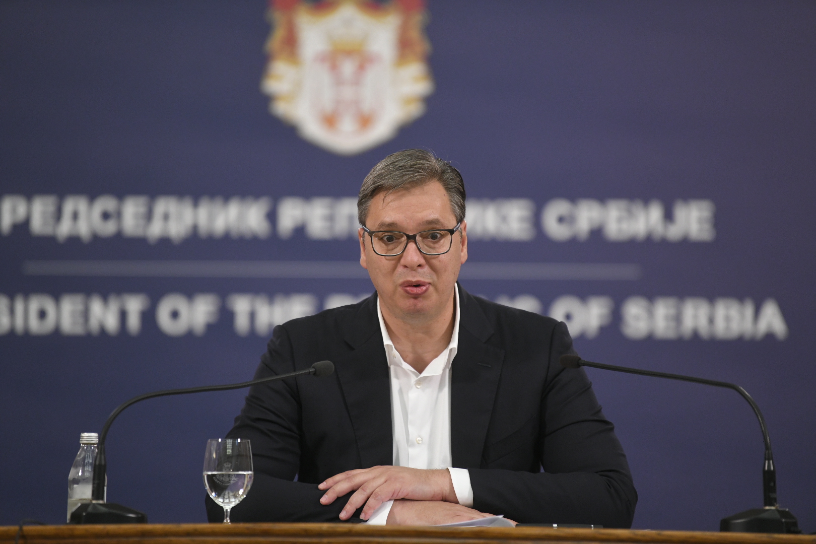 Aleksandar Vucic konferencija za medije, za stampu, posle protesta i upada u skupstinu Srbije. Foto: Nemanja Jovanović/Nova.rs