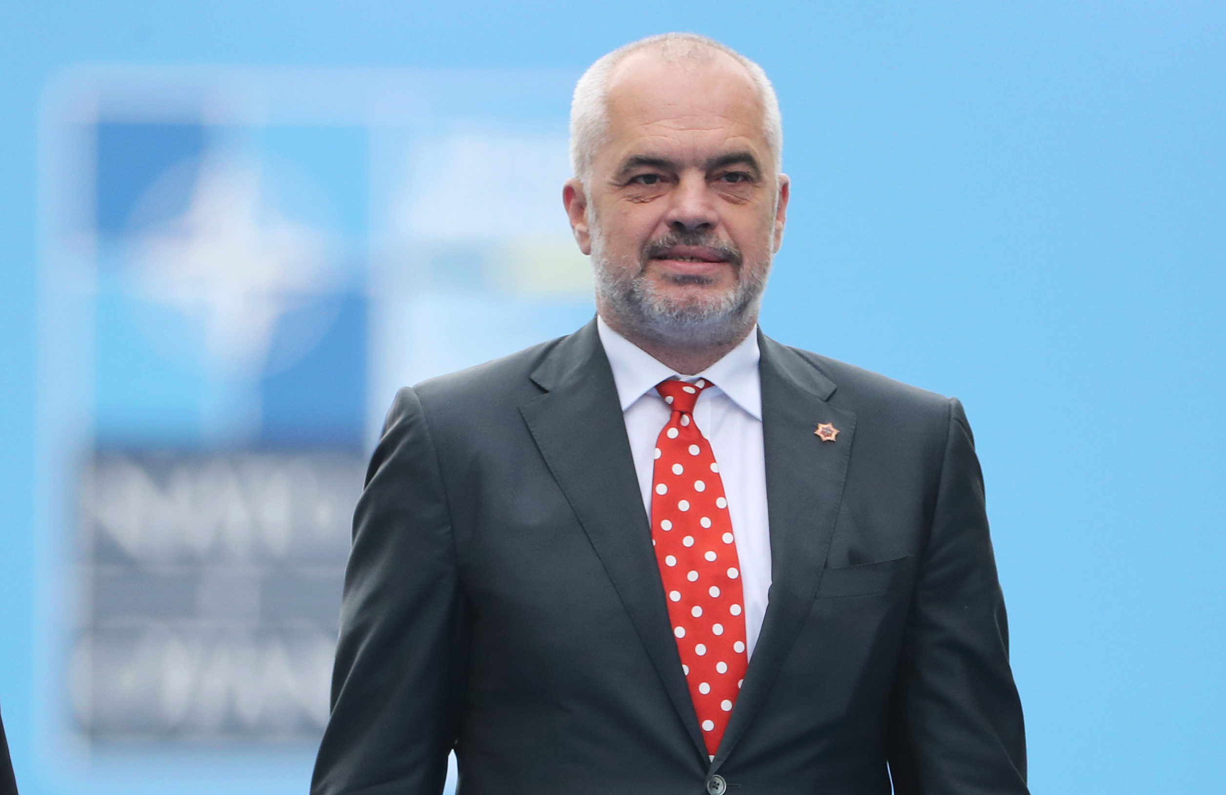 epa06882746 Albanian Prime Minister Edi Rama arrives for the second day of a NATO summit in Brussels, Belgium, 12 July 2018. NATO countries' heads of states and governments gather in Brussels for a two-day meeting.  EPA-EFE/TATYANA ZENKOVICH / POOL