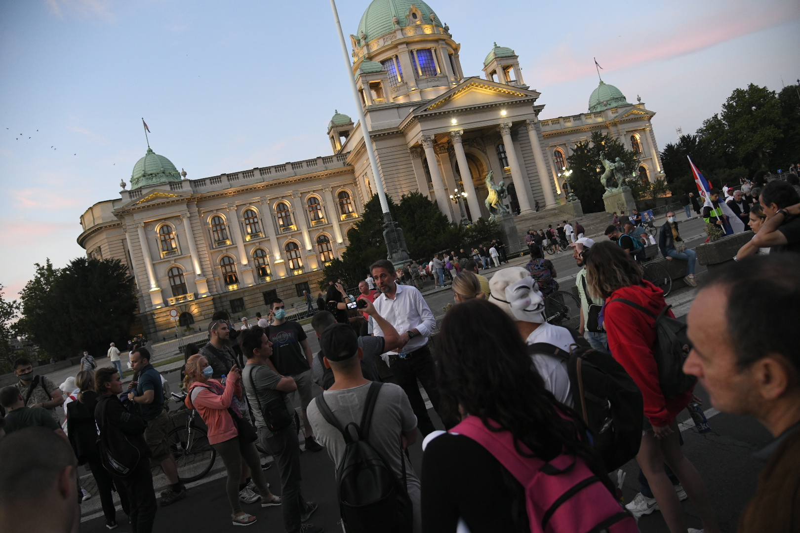 Beograd 14. jul 2020. Protest ispred Skupstine Srbije osmi dan Foto:Nemanja Jovanović/Nova.rs