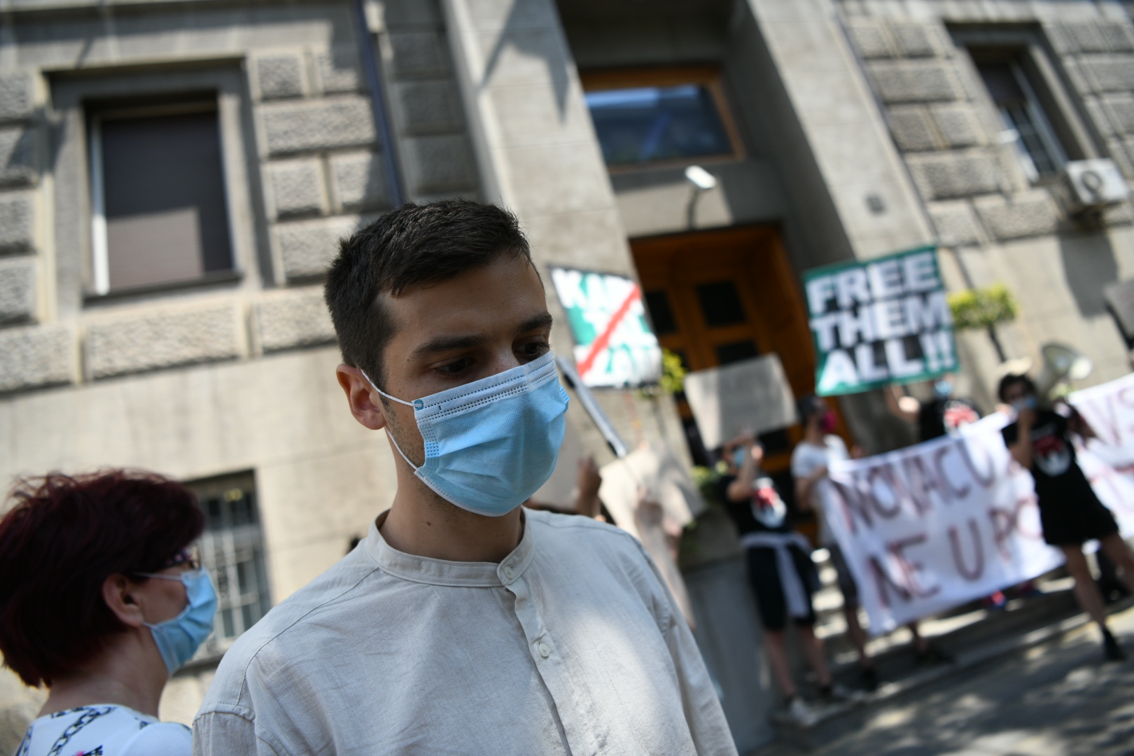 Beograd 16.07.2020. Vladimir Mentus, profesor. Bio u zatvoru. Krov nad glavom, protest, nemanjina, zgrada Vlade Srbije Foto: Vesna Lalić/Nova.rs