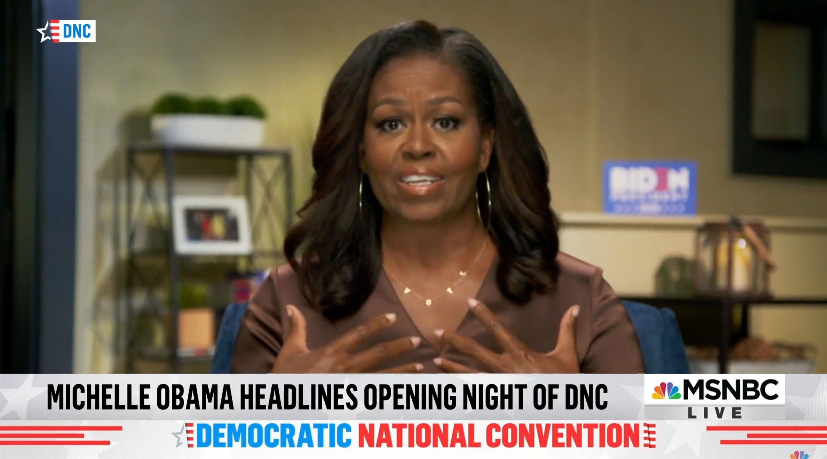 Michelle Obama attacks Donald Trump as "The wrong president for our country," as the Former First Lady closes out first night of the Democratic National Convention