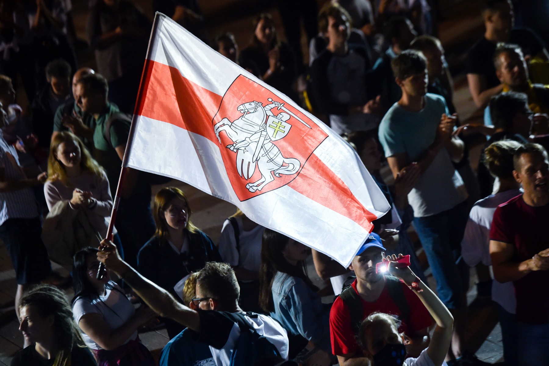 Opposition supporters protest against disputed presidential elections results at Independence Square in Minsk on August 18, 2020.,Image: 553515594, License: Rights-managed, Restrictions: , Model Release: no, Credit line: Sergei GAPON / AFP / Profimedia