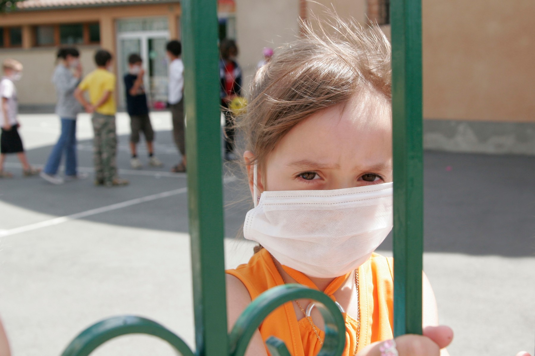 Simulation for influenza A prevention in a kindergarten.,Image: 71252837, License: Rights-managed, Restrictions: , Model Release: yes, Credit line: LEMOINE / BSIP / Profimedia