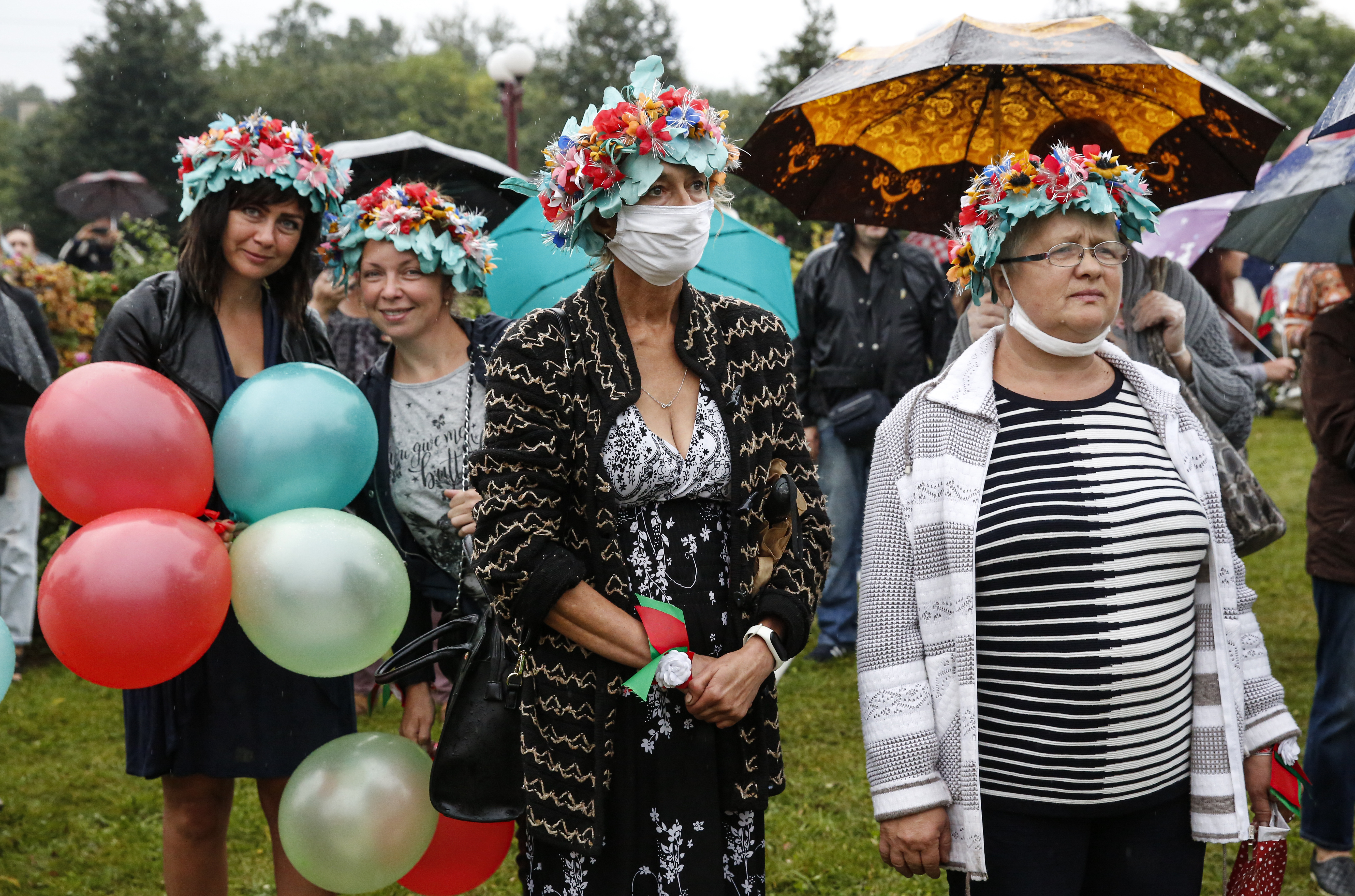 Belorusija, Minsk protest, pristalice Lukašenka Supporters of Belarusian President Alexander Lukashenko rally in Minsk