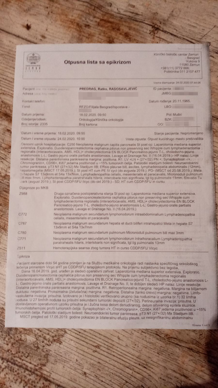 Predrag Radosavljević, pacijent, koronavirus, covid 19, covid19 Foto: Privatna arhiva