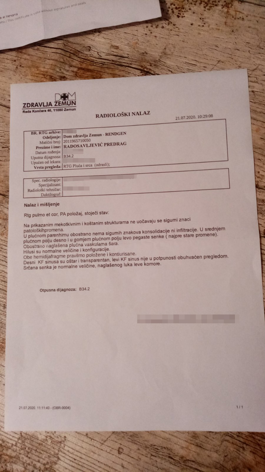 Predrag Radosavljević, pacijent, koronavirus, covid 19, covid19 Foto: Privatna arhiva