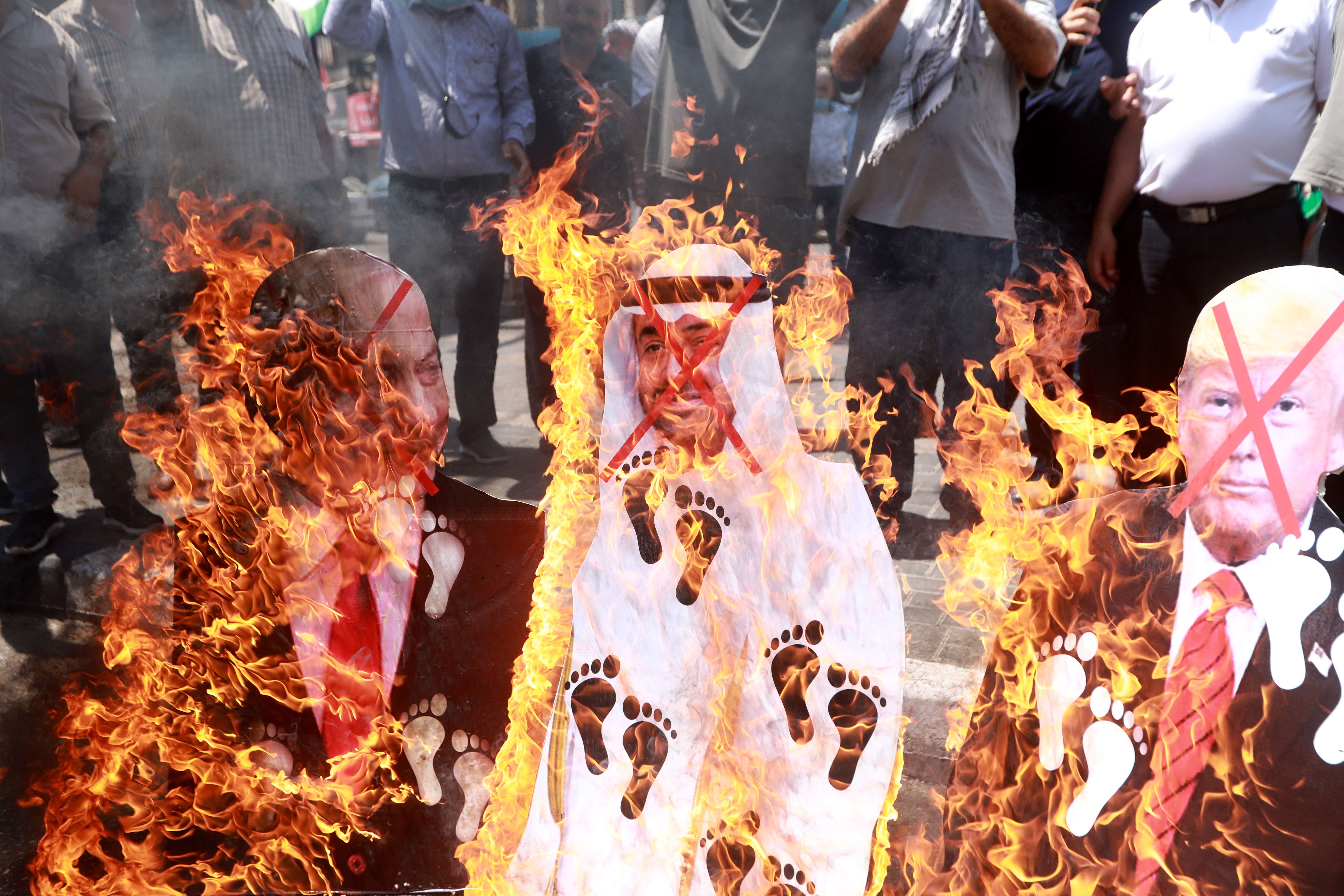 Palestinians protest diplomatic ties between UAE and Israel