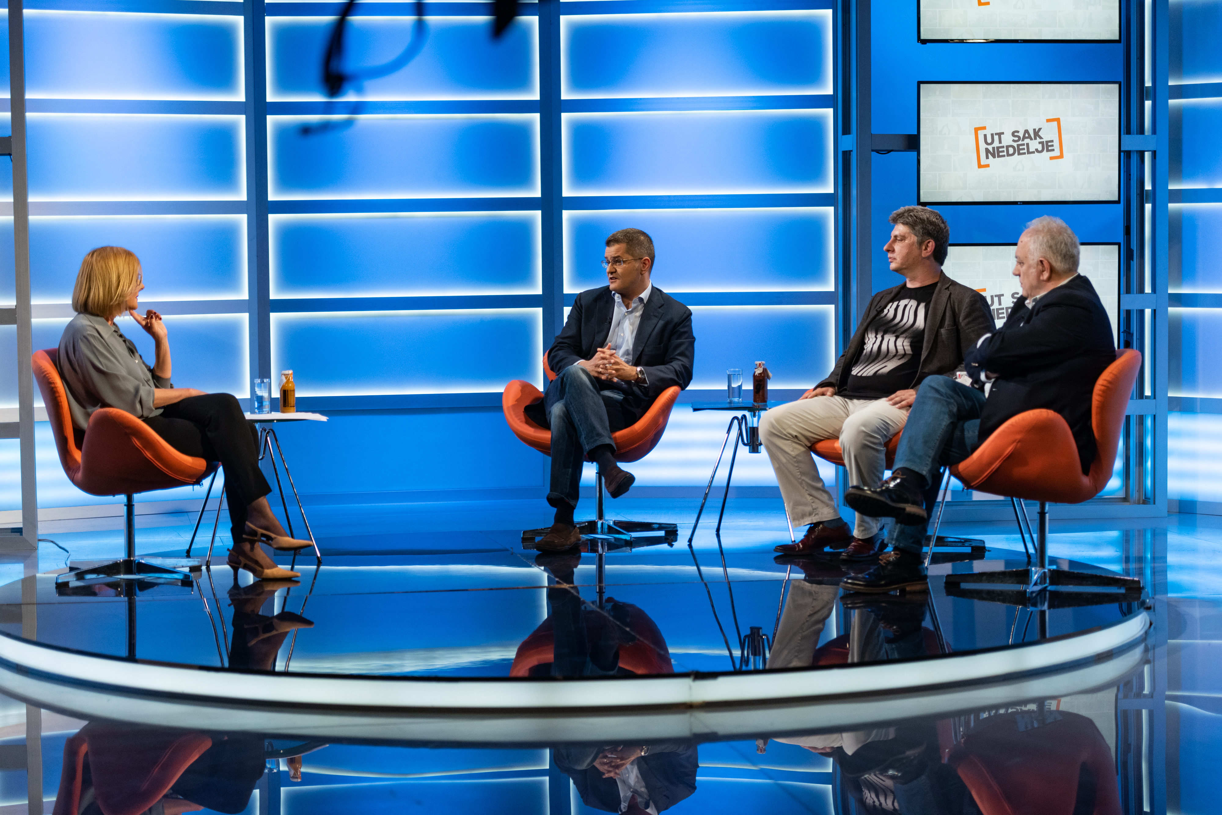 17.05.2020. Utisak nedelje, Predsednik Narodne stranke Vuk Jeremić, akademik Dušan Teodorović i novinar Nikola Tomić