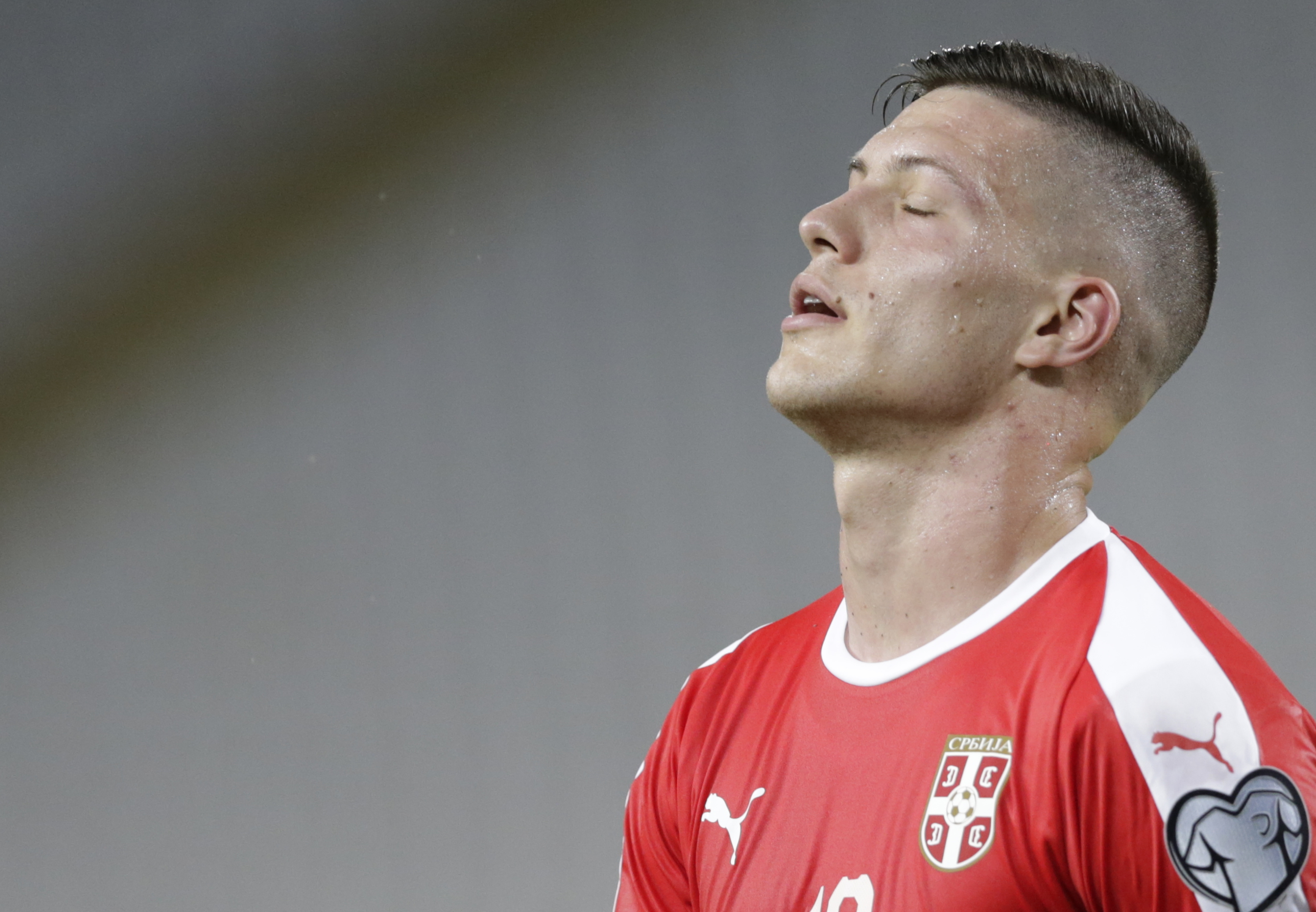 epa07639544 Luka Jovic of Serbia during the UEFA EURO 2020, Group B qualifying soccer match between Serbia and Lithuania, in Belgrade, Serbia, 10 June 2019.  EPA-EFE/ANDREJ CUKIC