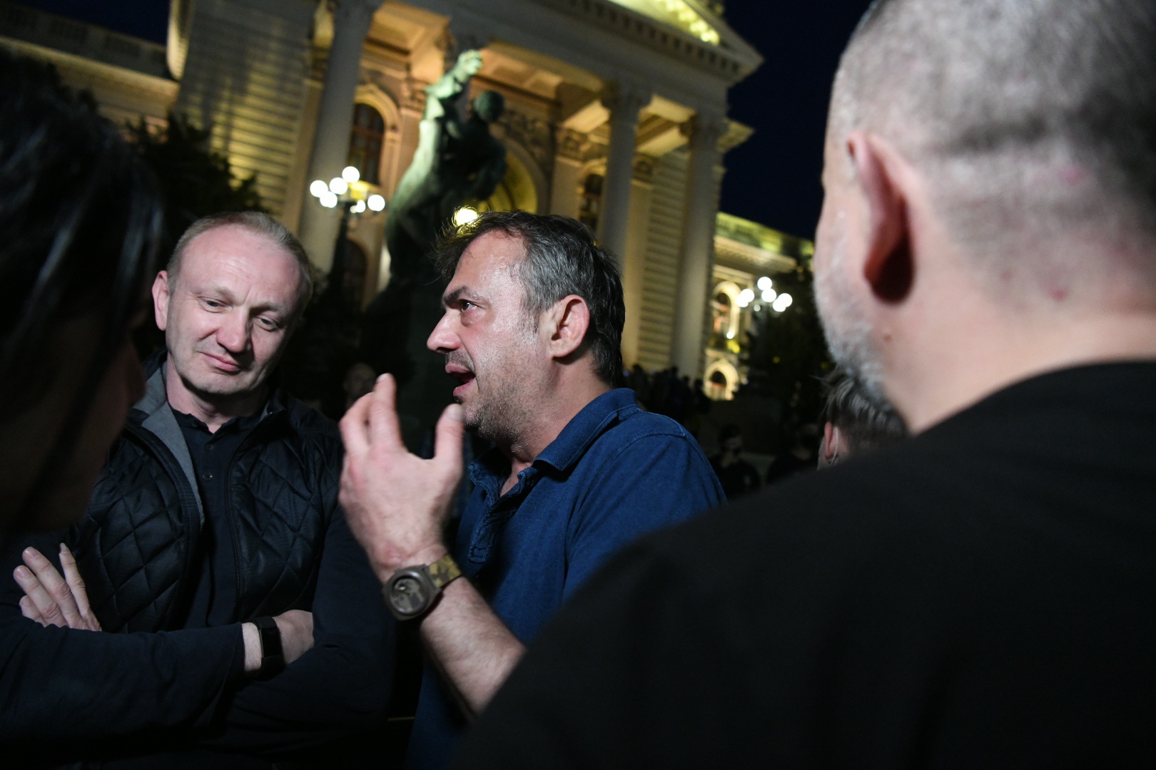 Beograd 11.05.2020. Dragan Đilas i Sergej Trifunović, Protest ispred Skupštine Srbije opozicija i vlast, žandarmerija protest Foto:Vesna Lalić/Nova.rs
