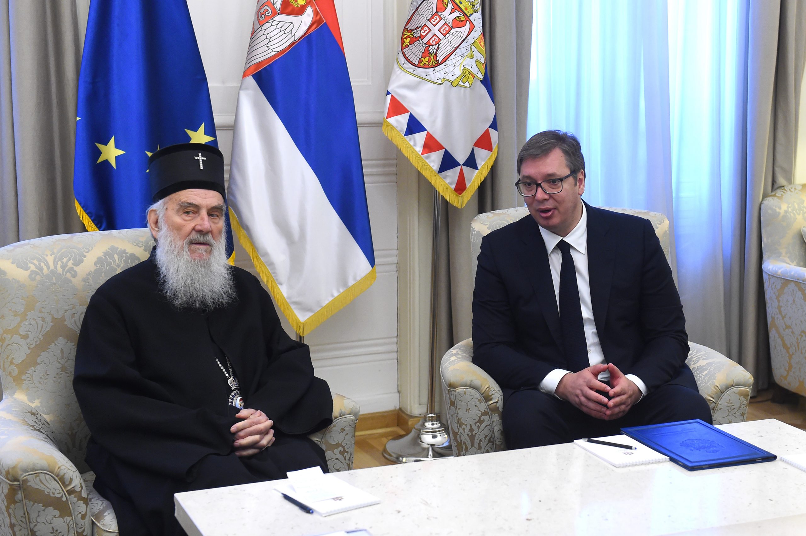 Beograd, 20. maja 2020 - Obracanje predsednika Srbije Aleksandra Vucica. Vucic se  sastao  danas sa patrijarhom srpskim Irinejem. FOTO TANJUG/ DRAGAN KUJUNDZIC/bs