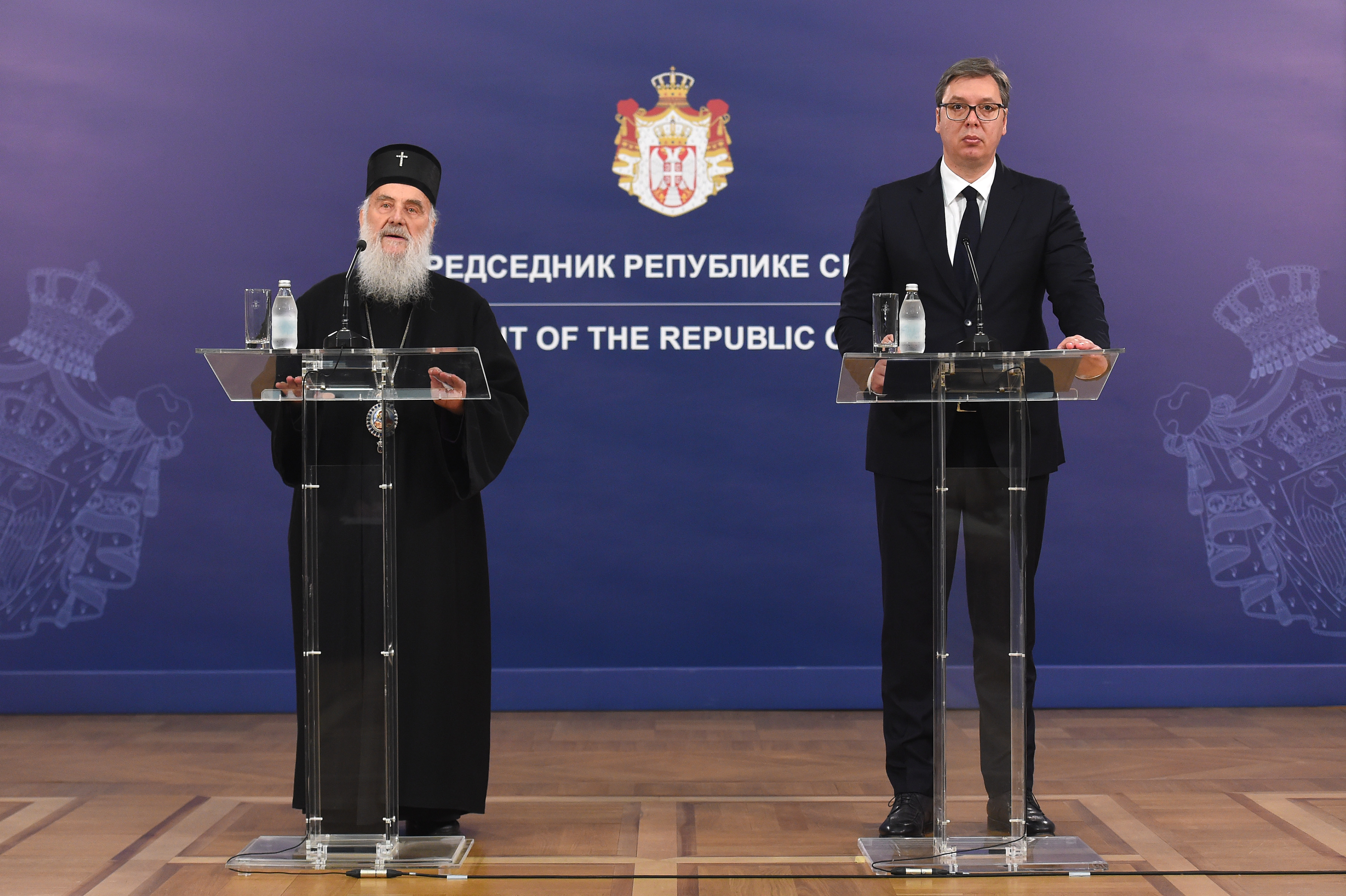 Beograd, 20. maja 2020 - Obracanje predsednika Srbije Aleksandra Vucica. Vucic se  sastao  danas sa patrijarhom srpskim Irinejem. FOTO TANJUG/ DRAGAN KUJUNDZIC/bs