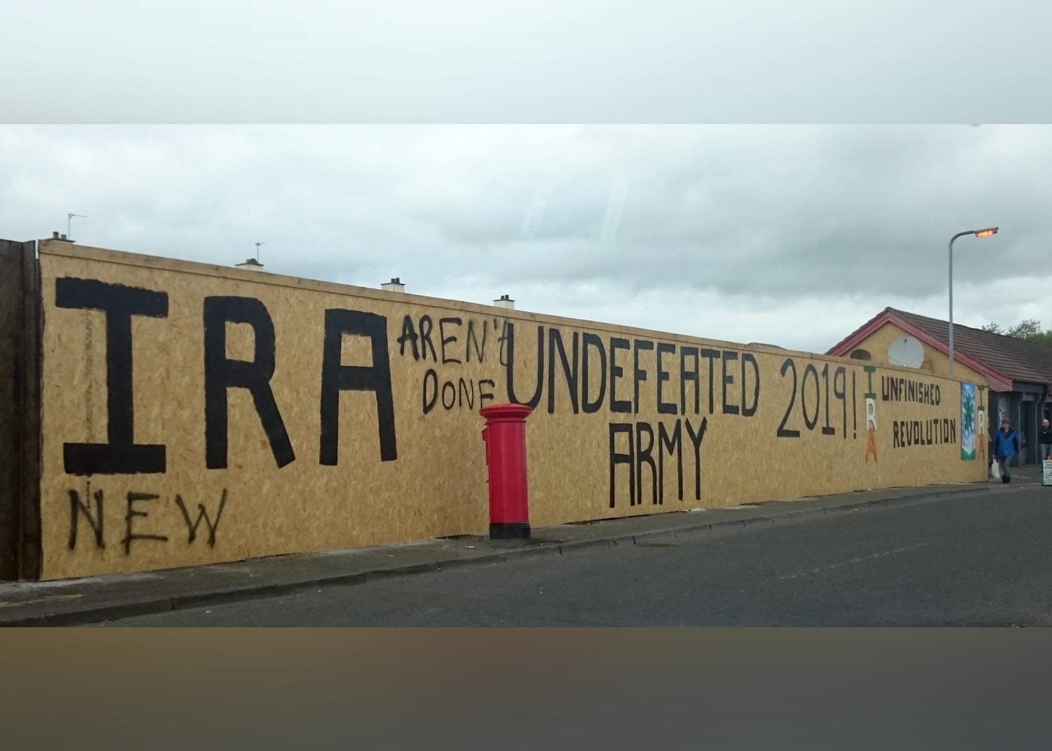 New pro-IRA grafitti has appeared just metres away from where the journalist Lyra McKee was killed in Creggan.,Image: 430413530, License: Rights-managed, Restrictions: , Model Release: no, Credit line: Aoife Moore / PA Images / Profimedia