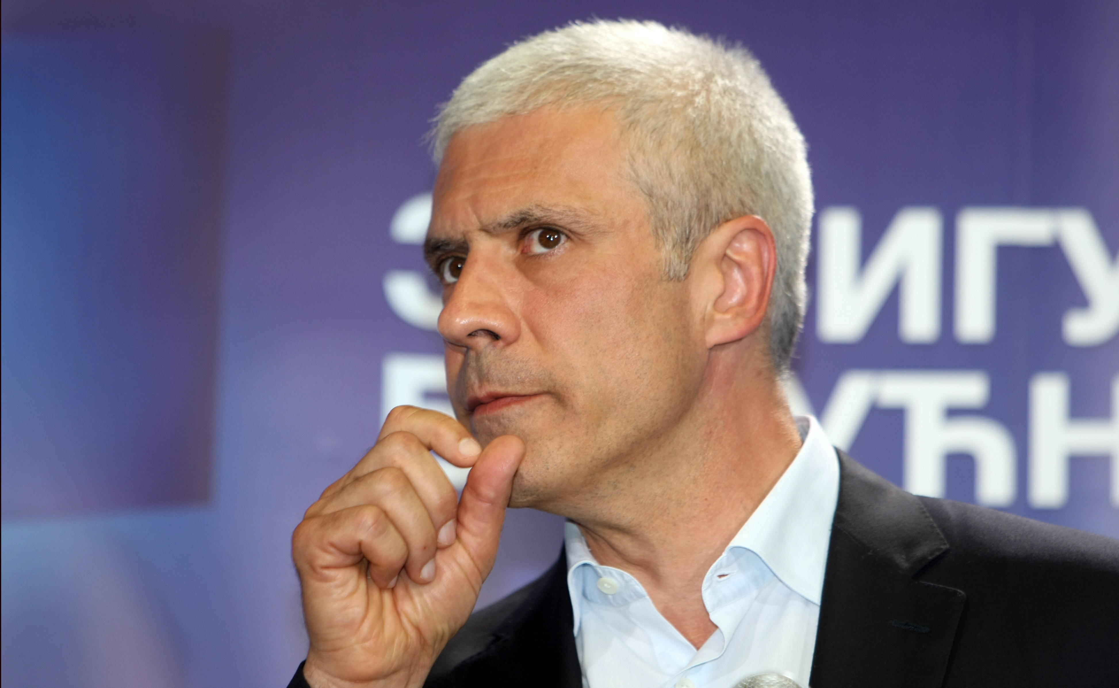 Boris Tadic  talks to media after his defeat in the presidential elections