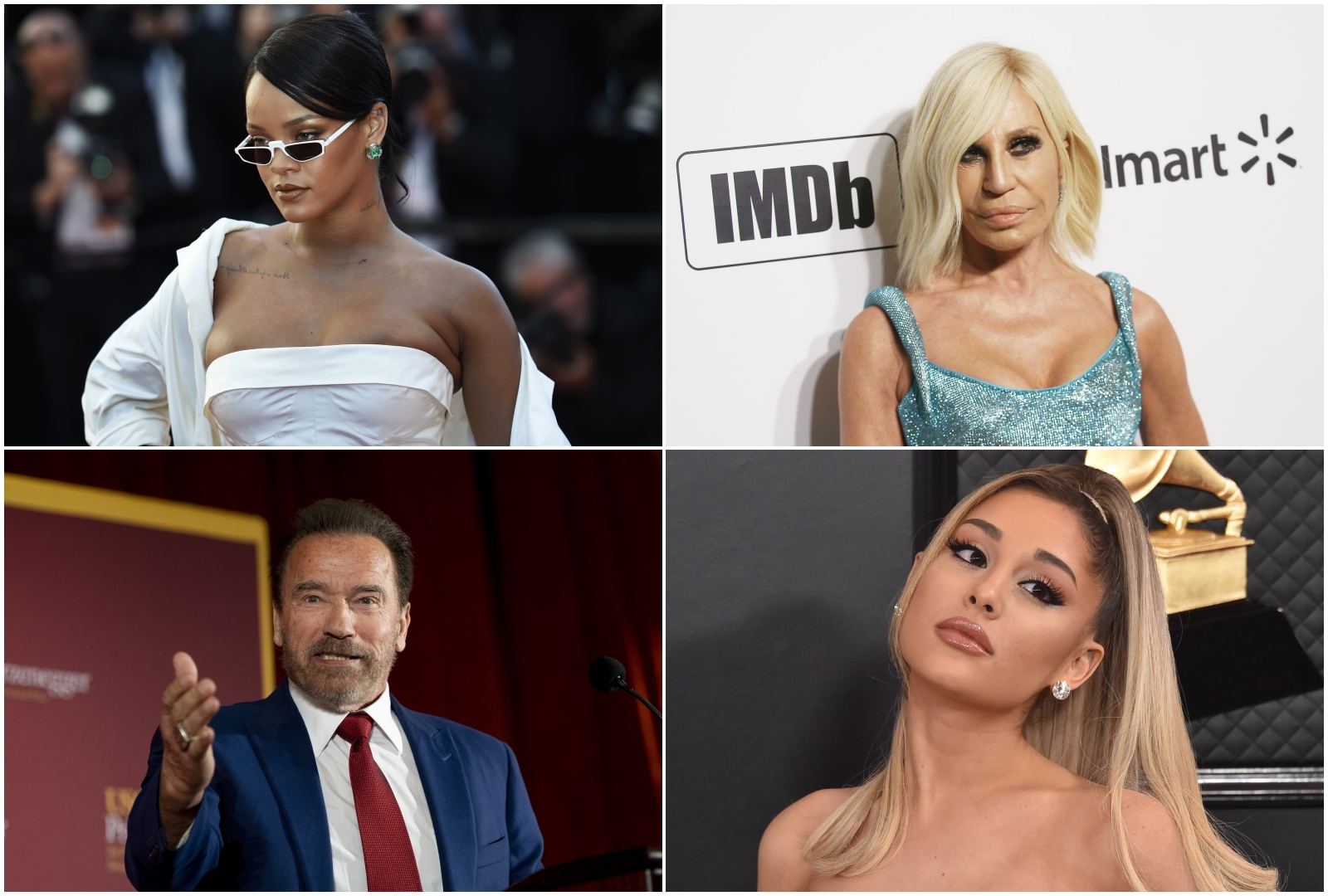 kolaž Rijana, Donatela Versaće, Arnold Švarceneger i ArianaGrande