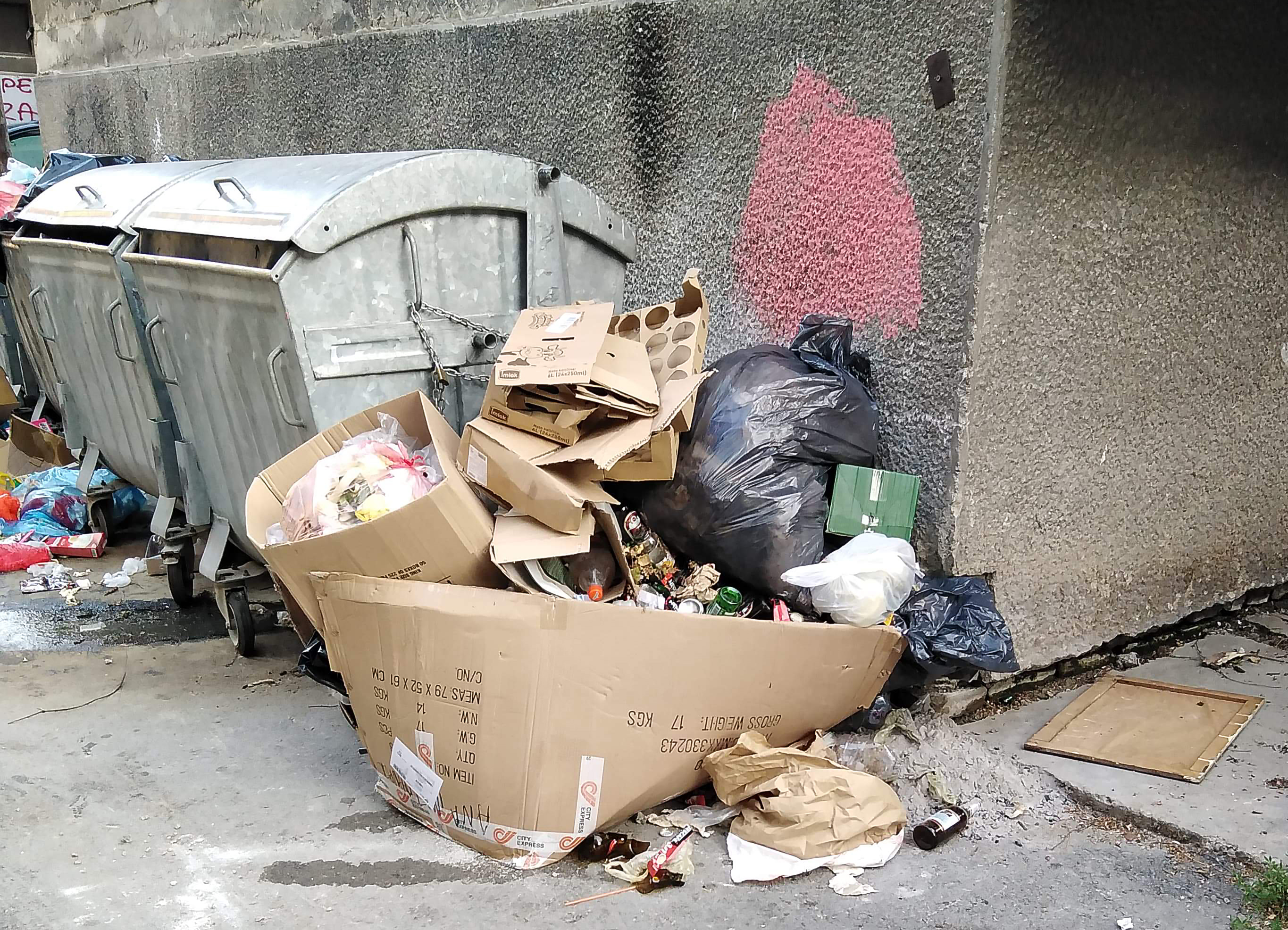 majdanpek  03.08.2020 u Majdanpeku kontejneri puni od petka