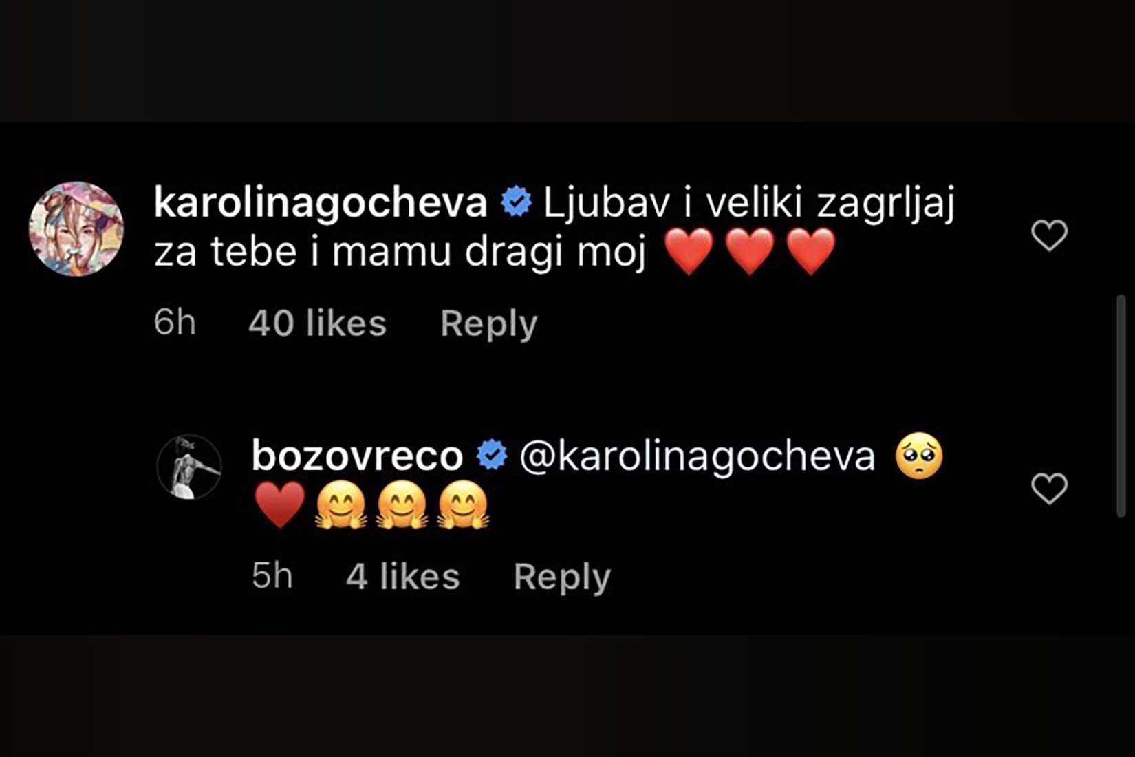 Komenta, Božo Vrećo, instagram Foto: Instagram/karolinagocheva