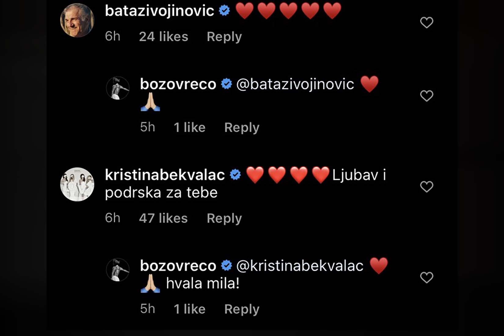 Komenta, Božo Vrećo, instagram Foto: Instagram/batazivojinovic