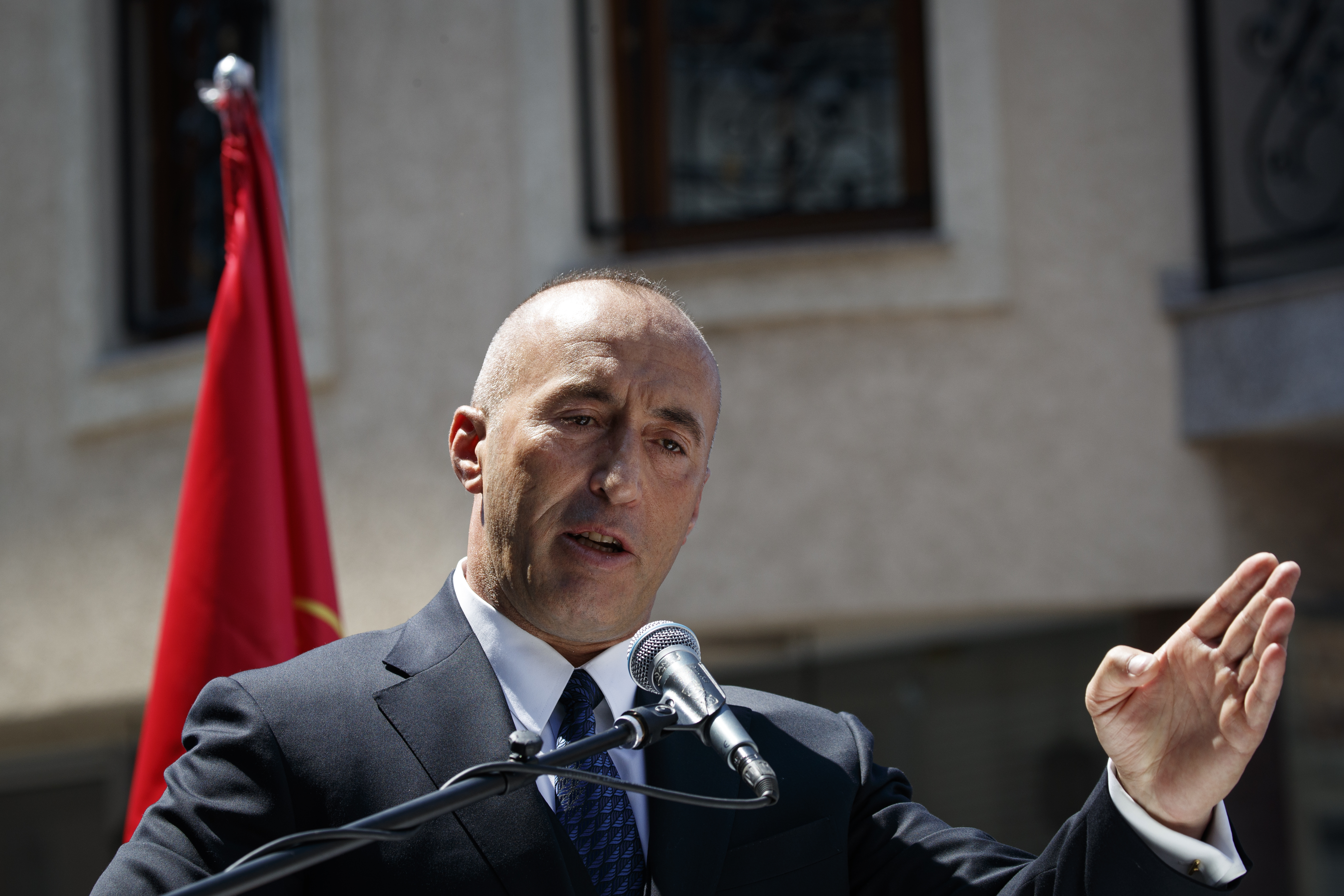 Resigning Kosovo's prime minister Ramush Haradinaj in Rahovec