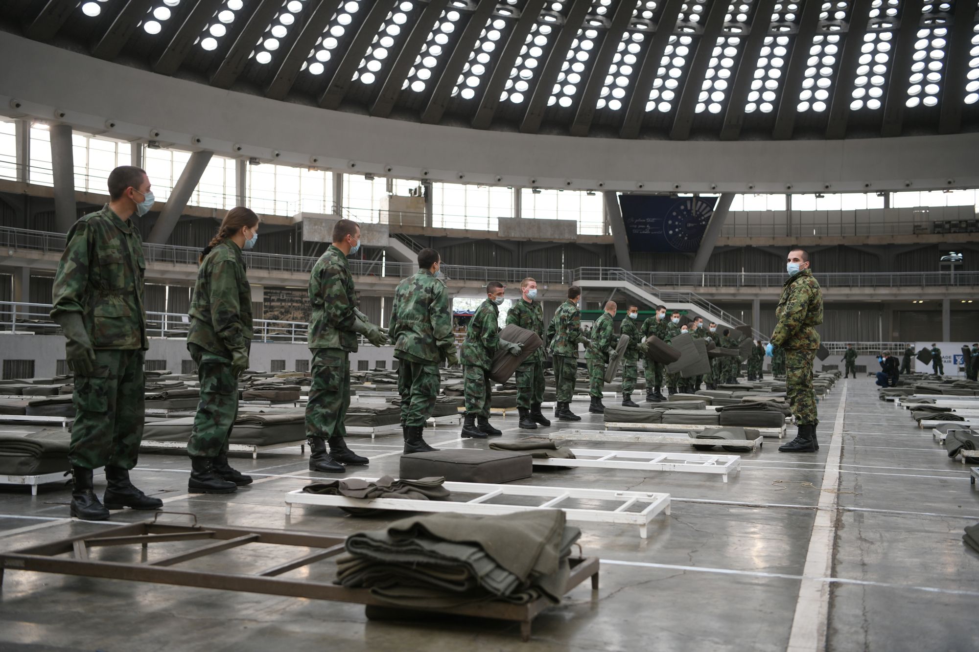 Beograd 24.03.2020. Beogradski sajam, privremena bolnica, vojska, vojnici, koronavirus, vanredno stanje Foto: Filip Krainčanić/Nova.rs