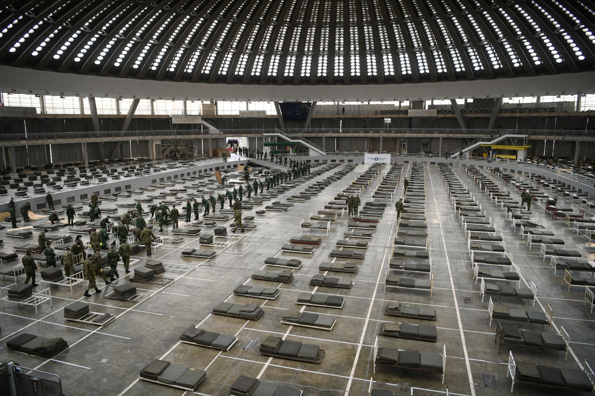 Beograd 24.03.2020. Beogradski sajam, privremena bolnica, vojska, vojnici, koronavirus, vanredno stanje Foto: Filip Krainčanić/Nova.rs