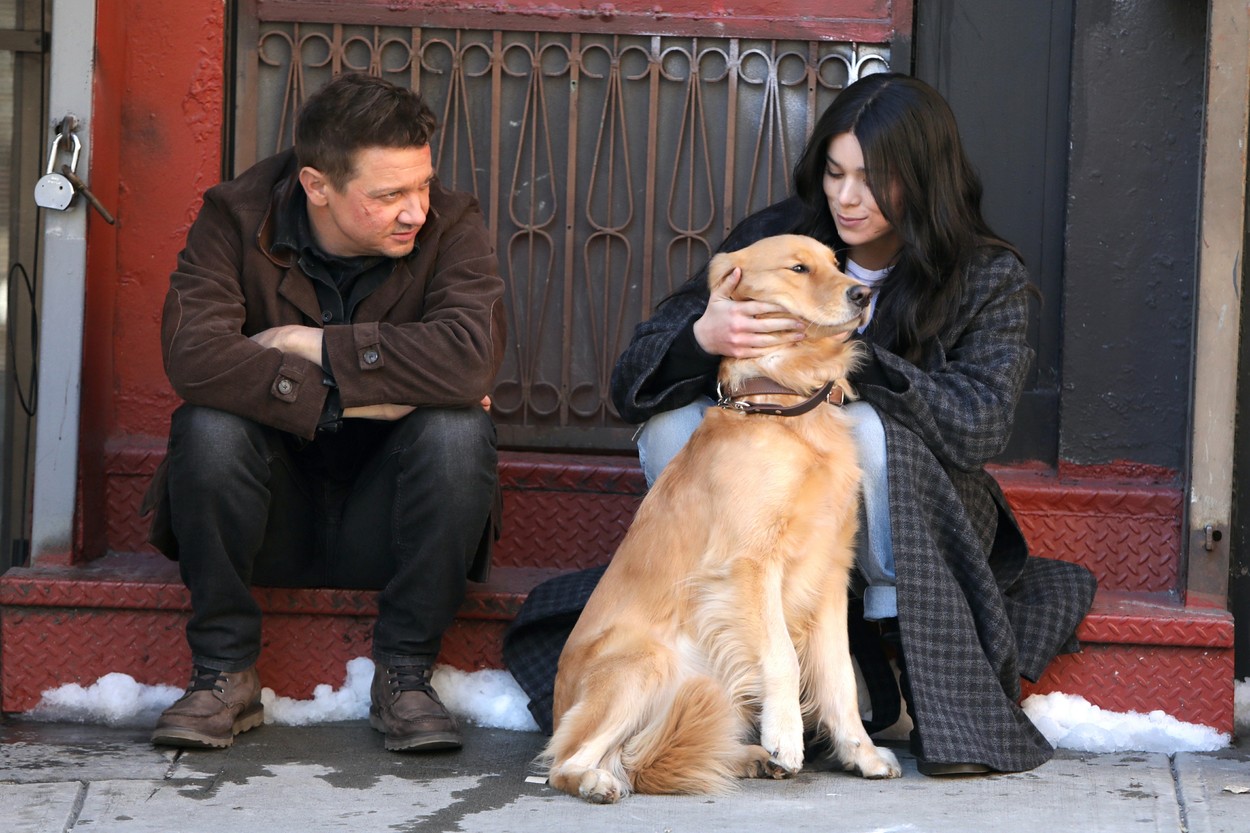 Hailee Steinfeld and Jeremy Renner Filming Hawkeye