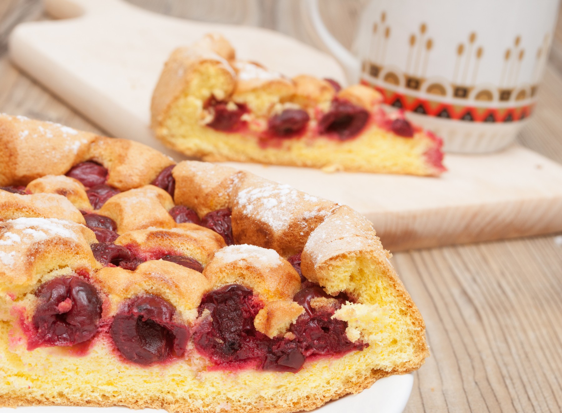 Homemade Cherry Pie and Mug on Wooden Table,Image: 169407416, License: Royalty-free, Restrictions: , Model Release: no, Credit line: Jan Mikš / Panthermedia / Profimedia