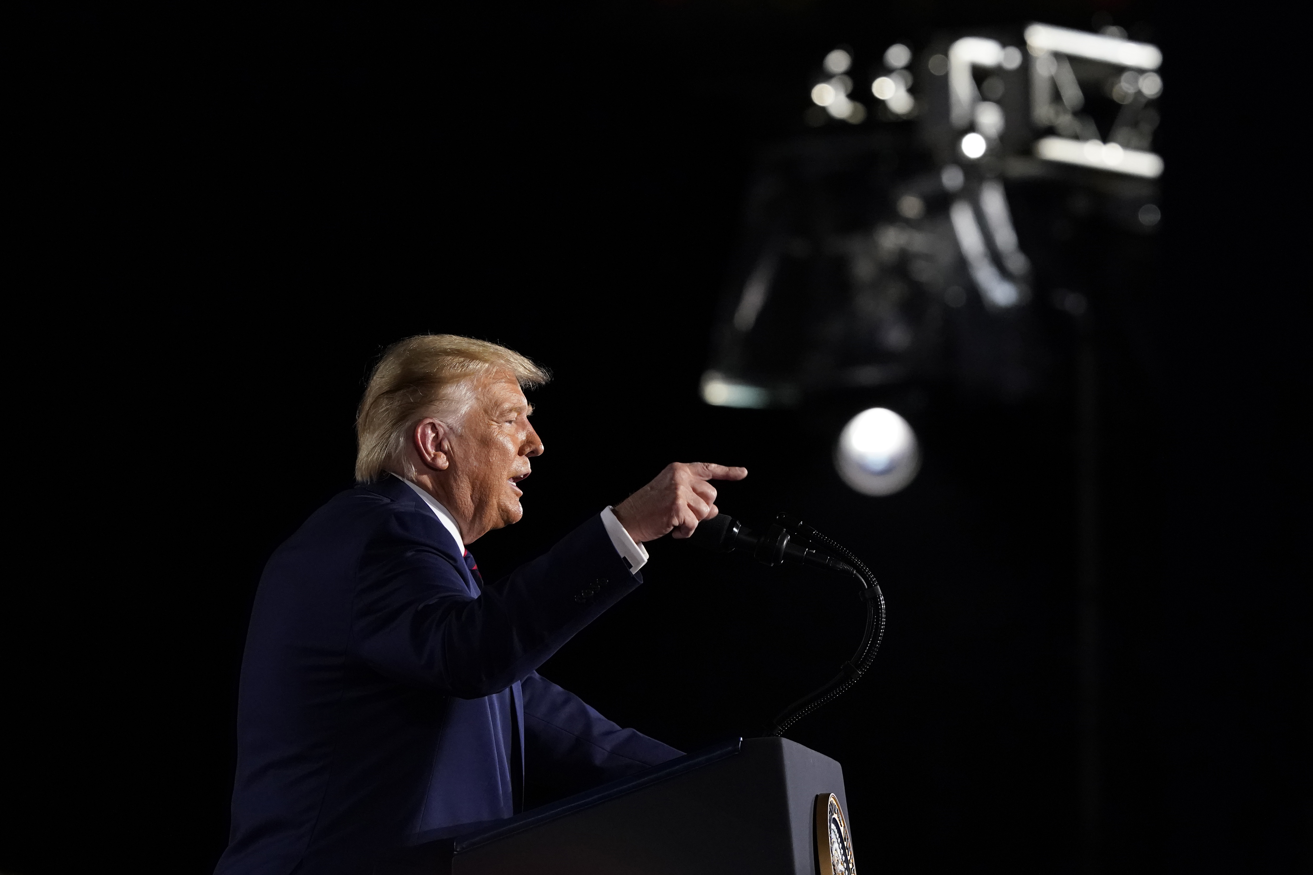 President Donald Trump speaks from the South Lawn of the White House on the fourth day of the Republican National Convention, Thursday, Aug. 27, 2020, in Washington. (AP Photo/Alex Brandon)