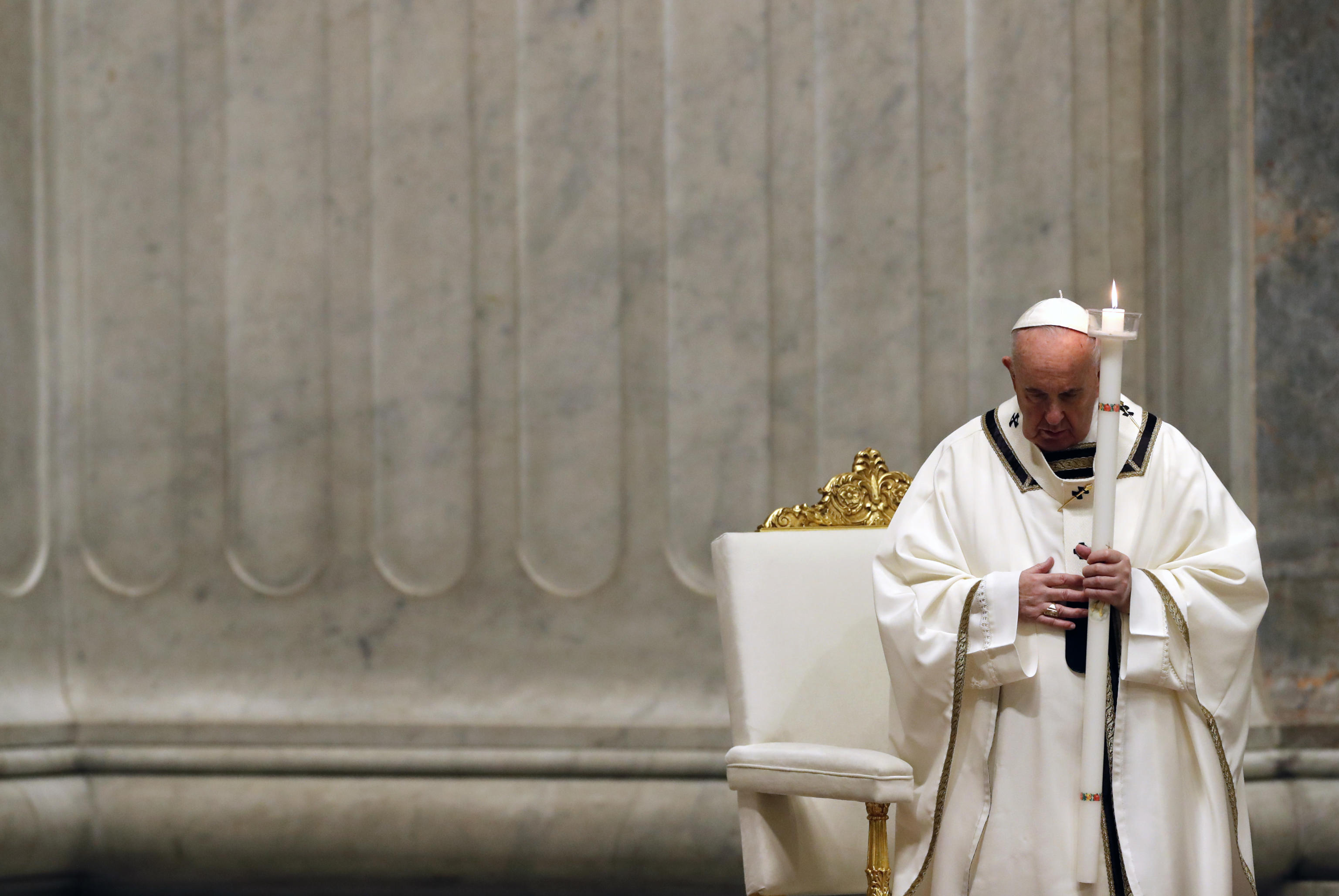 Pope Francis leads the Easter Vigil Mass