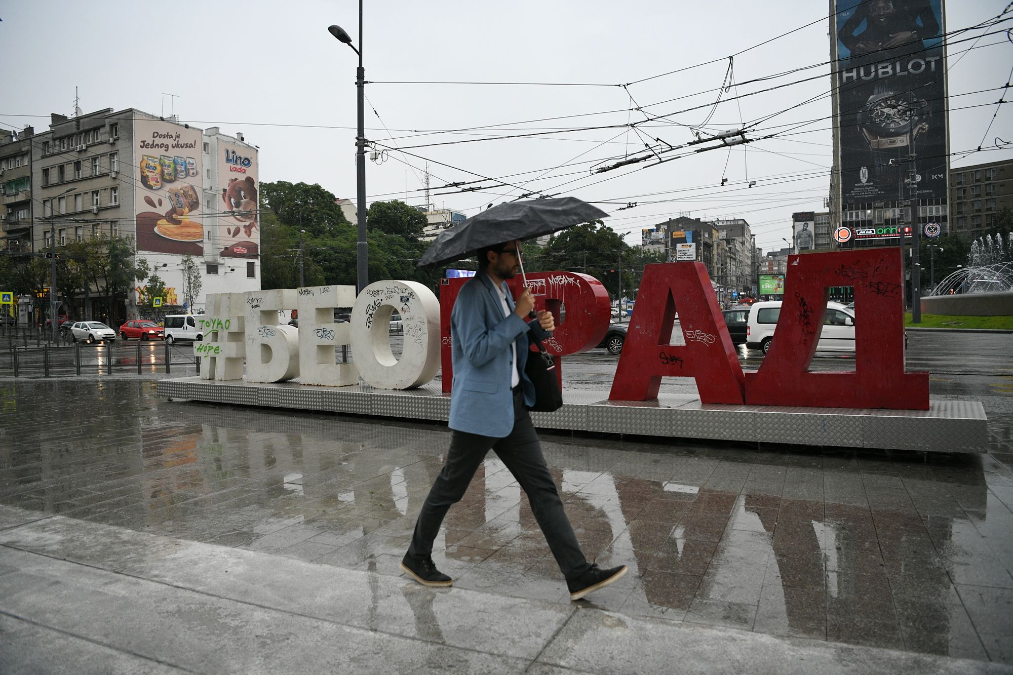 Beograd 10.06.2020. Slavija, kiša, nevreme, policija, derbi Foto: Filip Krainčanić/Nova.rs