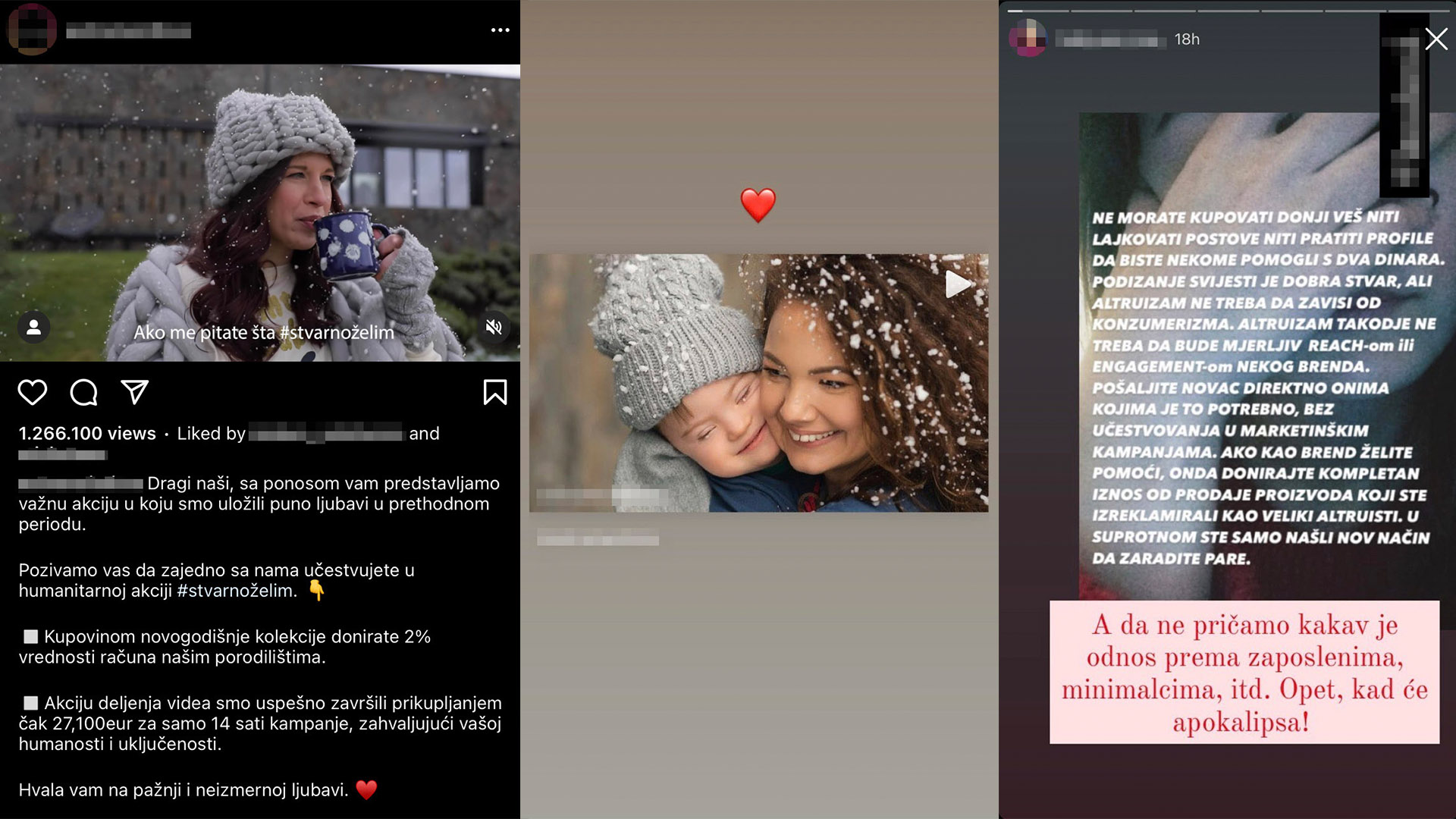 Extreme intimo, Reklama, donacija, humanitarna akcija, komentari Foto: Instagram