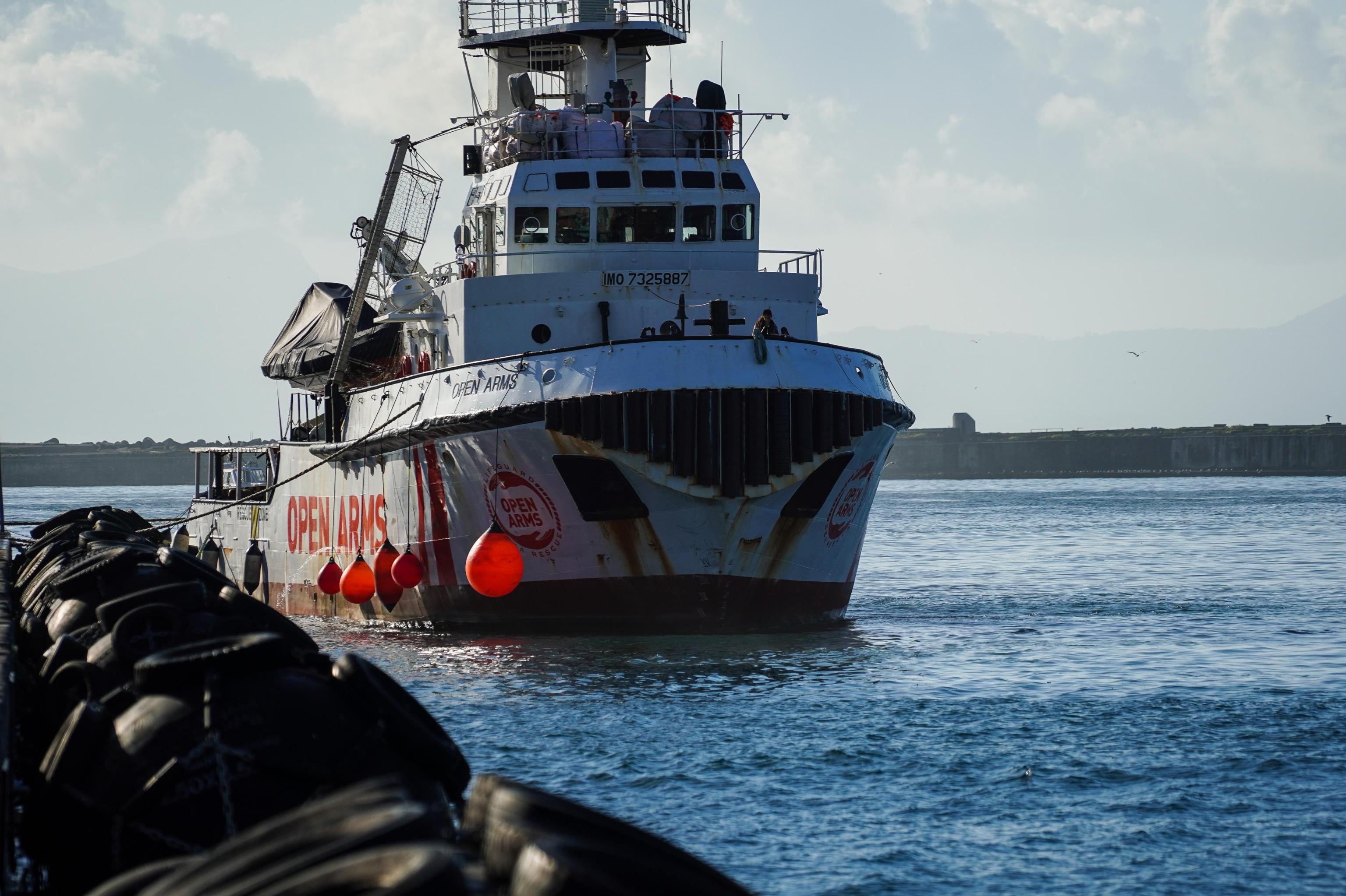 Open Arms migrant rescue ship docks in the port of Naples