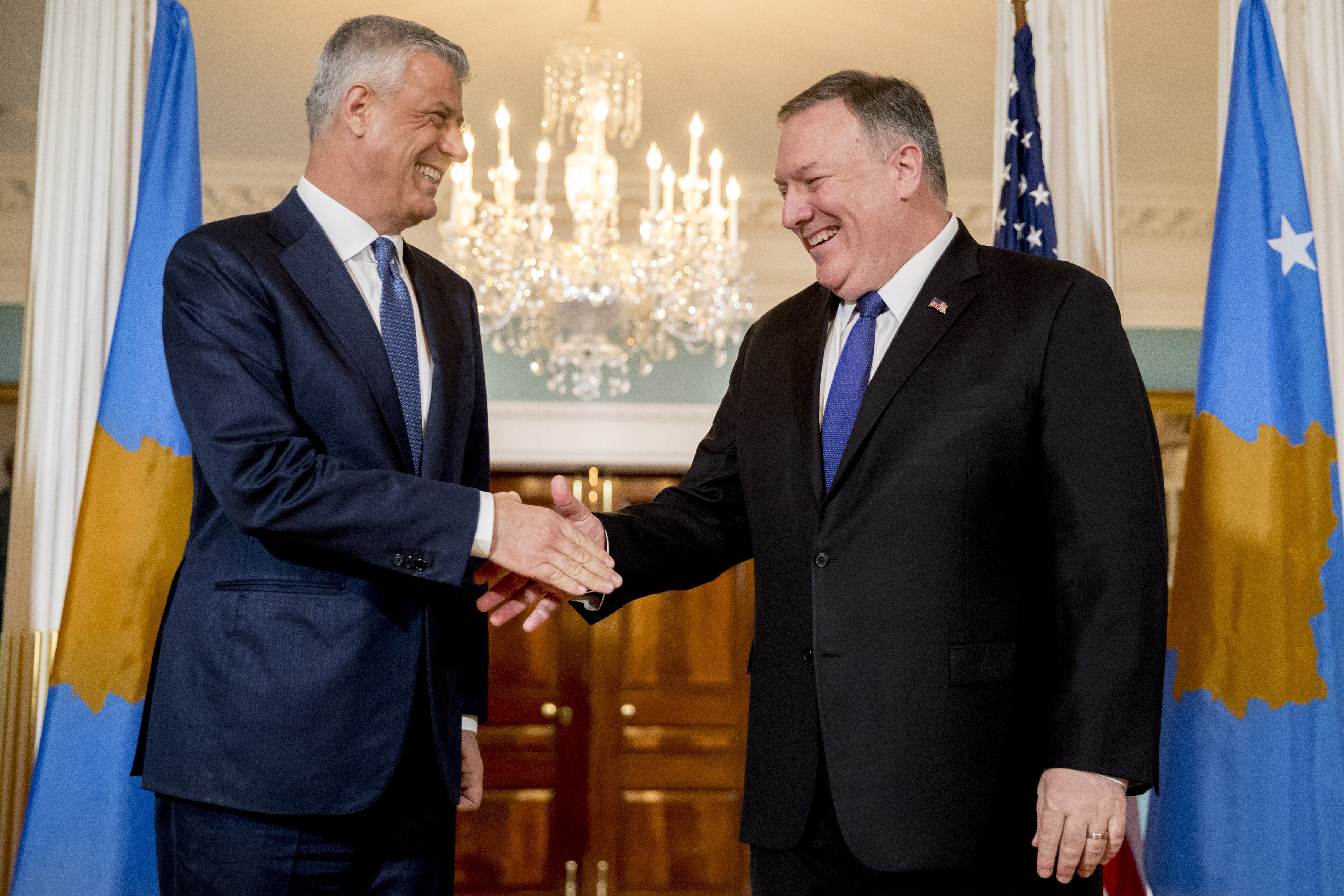 Vašington 26.02.2020. Hašim Tačic, Majk Pompeo Foto: Tanjug/AP Photo/Andrew Harnik