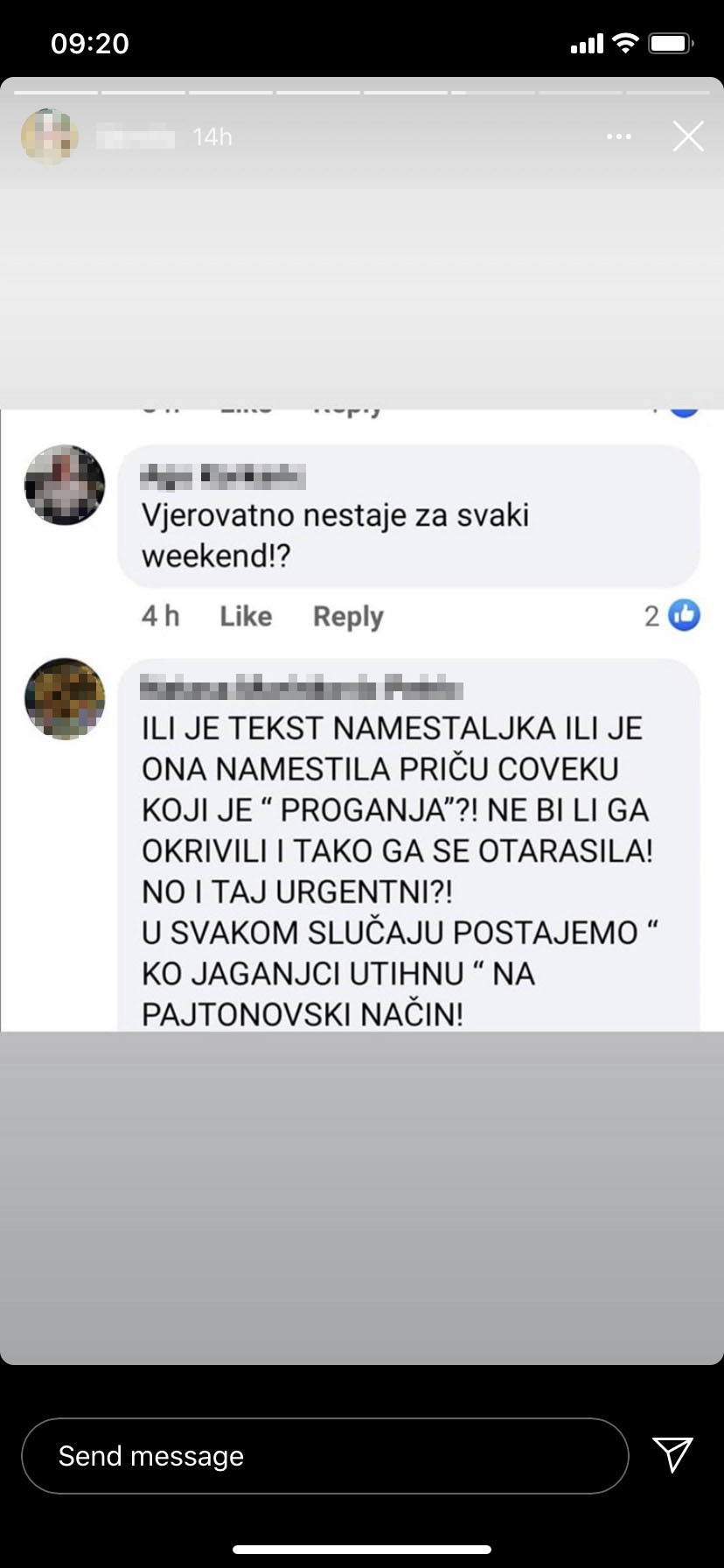 Komentari, izgubljena Milica