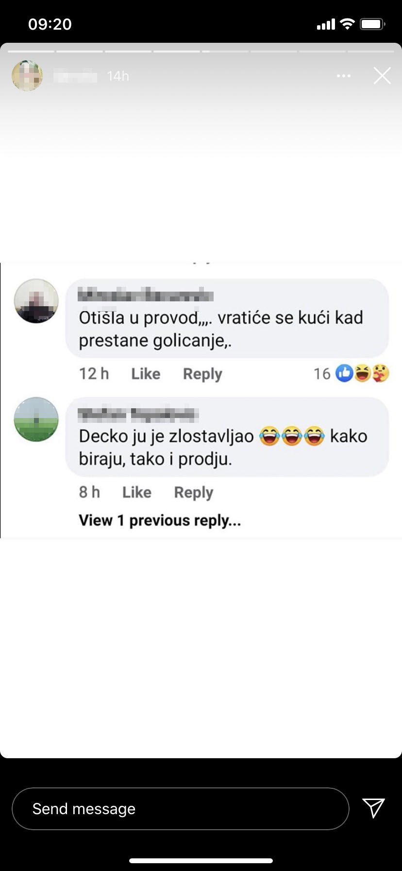 Komentari, izgubljena Milica