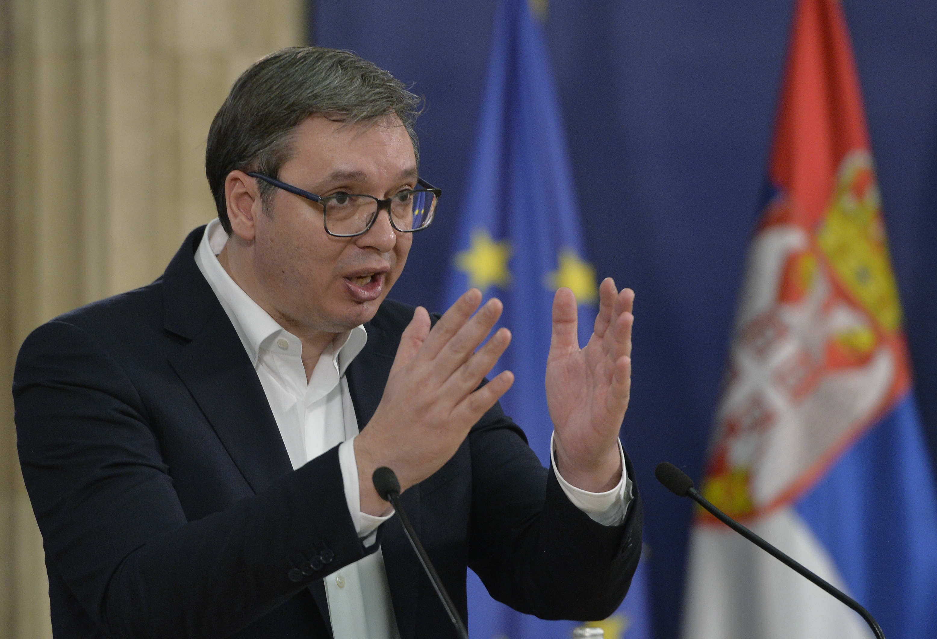 Beograd, 14. marta 2020 - Predsednik Srbije Aleksandar Vucic istakao je danas da ne iskljucuje mogucnost uvodjenja vanrednog stanja, ali da za to sada nema potrebe. FOTO TANJUG/ RADE PRELIC/ bs